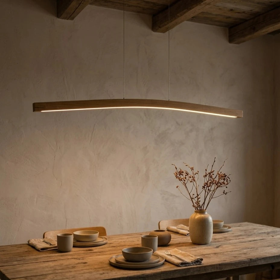 Designer Pendelleuchte aus Eichenholz gebogen, LED-Pendelleuchte - Novara