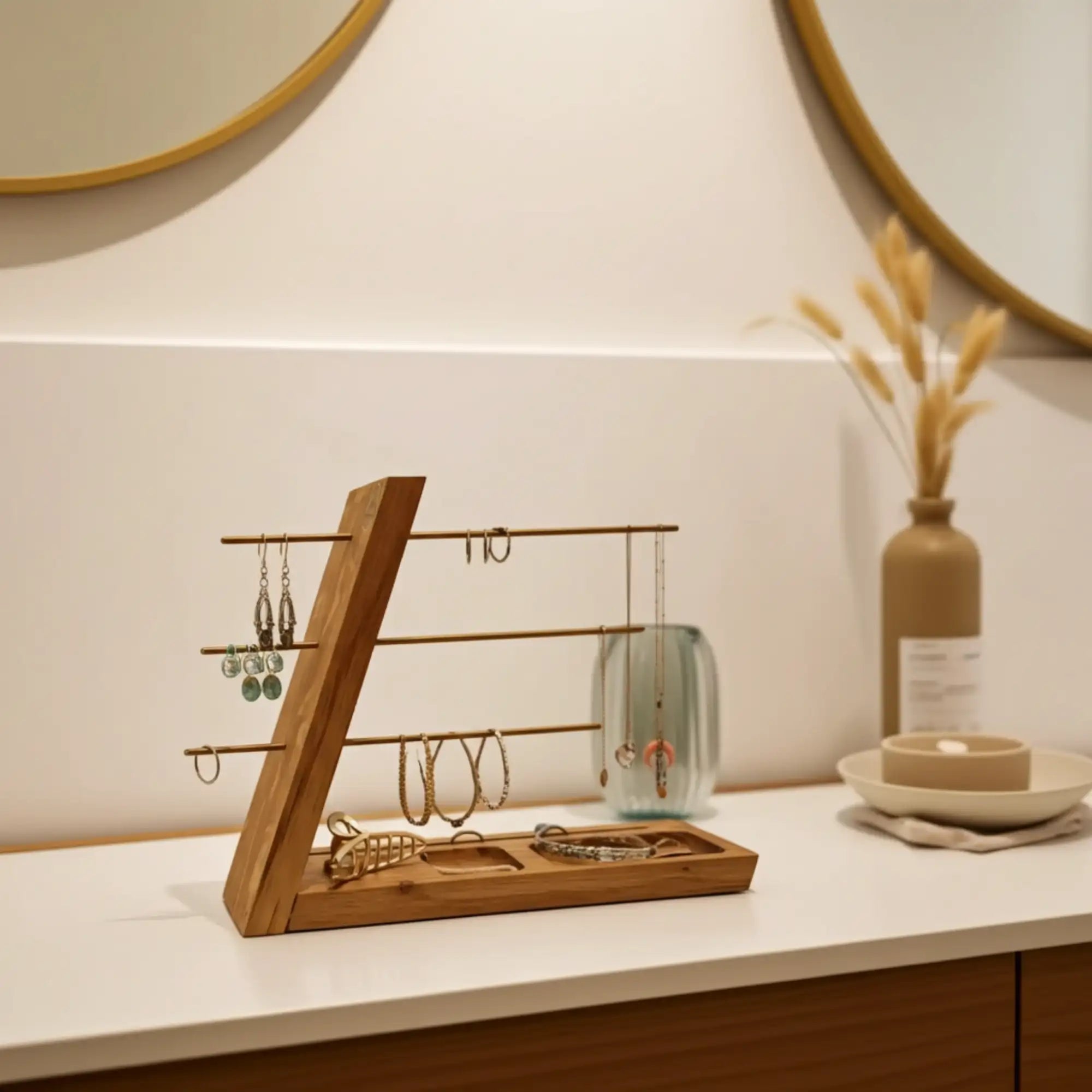 Naturbelassener Massivholz-Schmuckständer von Speicherart für eine dekorative und funktionale Schmuckaufbewahrung