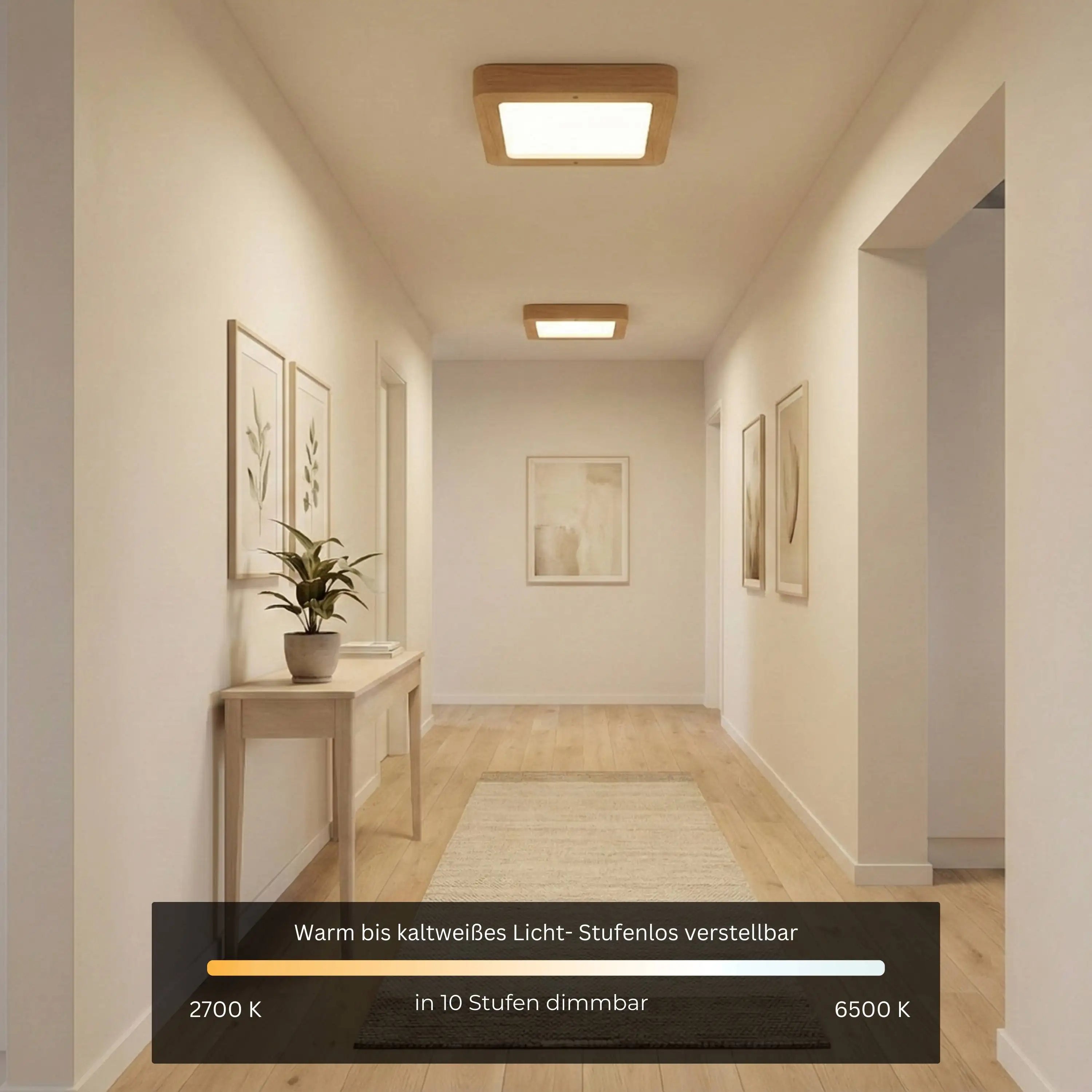 Designer-Deckenlampe aus Massivholz, LED-Deckenfluter – Ida