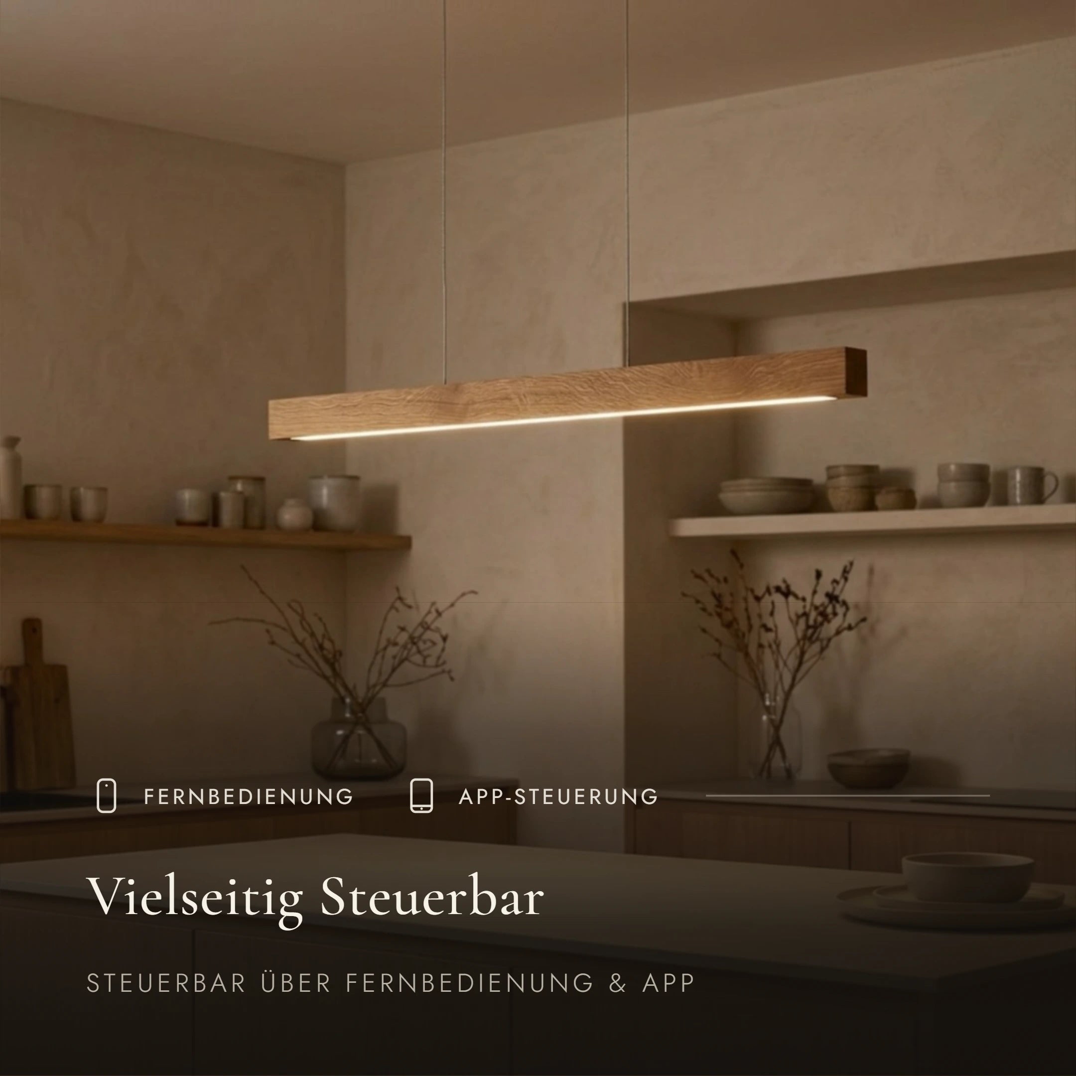 Designer Pendelleuchte aus Massivholz, LED-Pendelleuchte - Tara