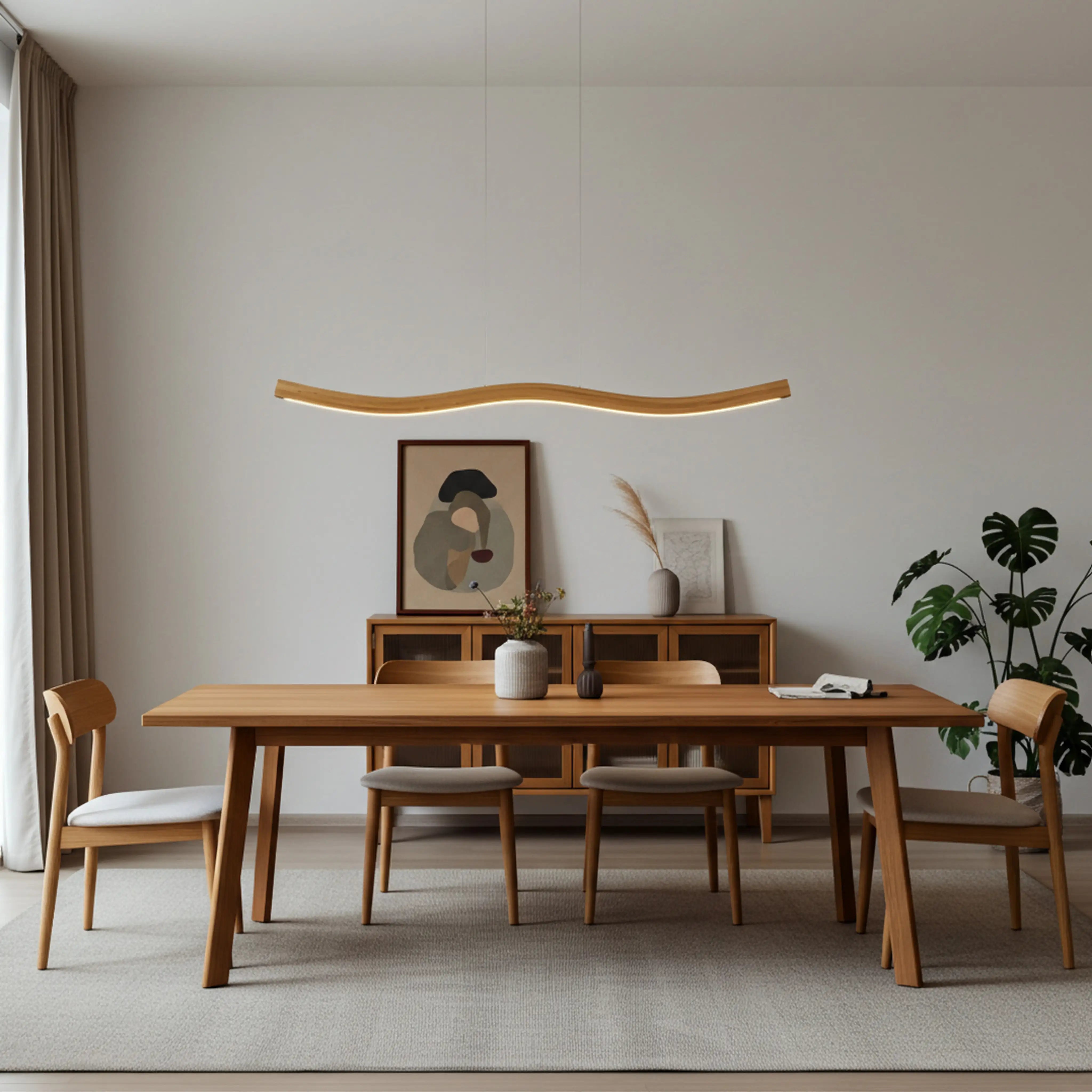 Natürlich schöne Pendelleuchte aus Massivholz – dimmbar, smart steuerbar und in Handarbeit gefertigt