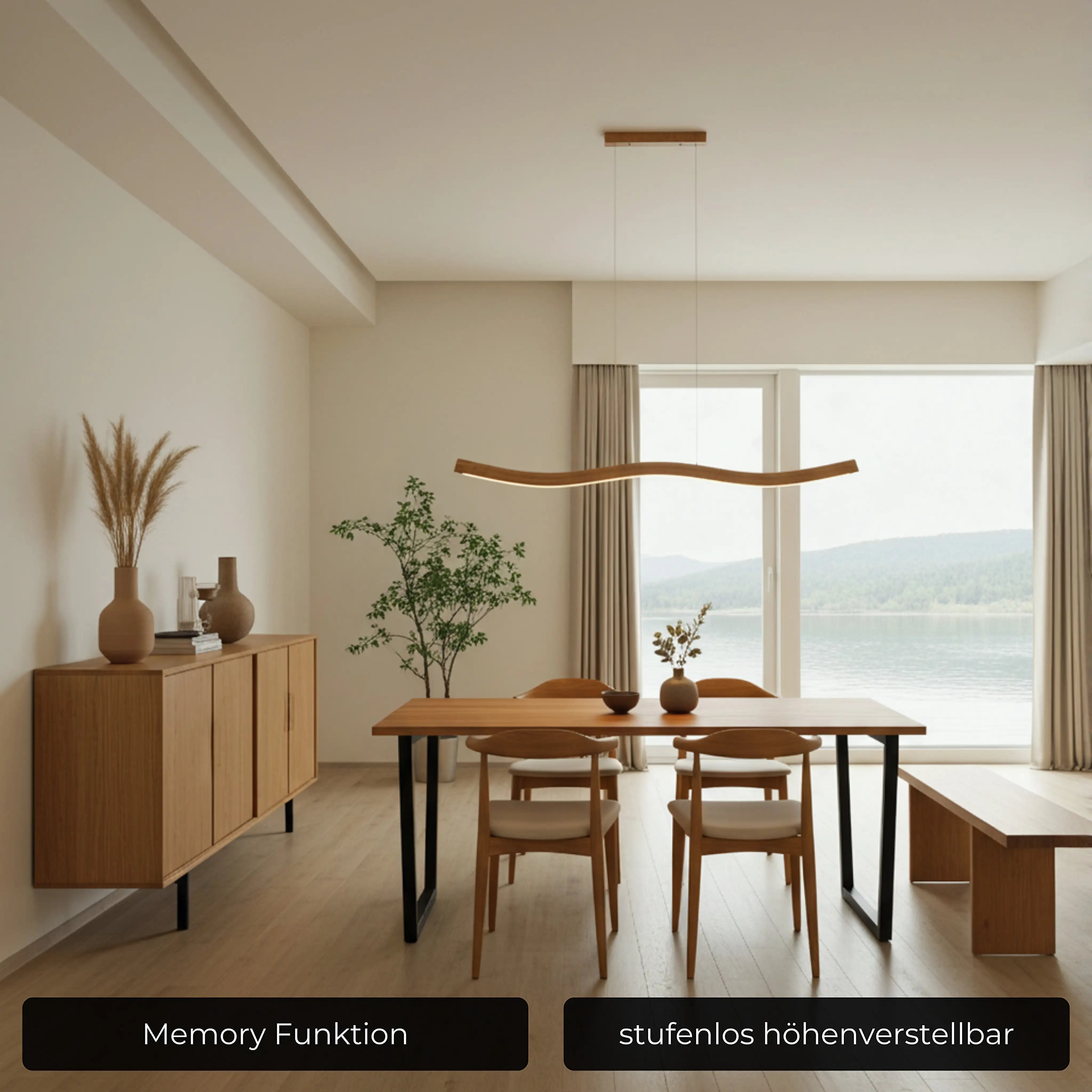 Design-Pendelleuchte aus Echtholz – Unikat mit intelligenter Dimmfunktion und eleganter Linienführung