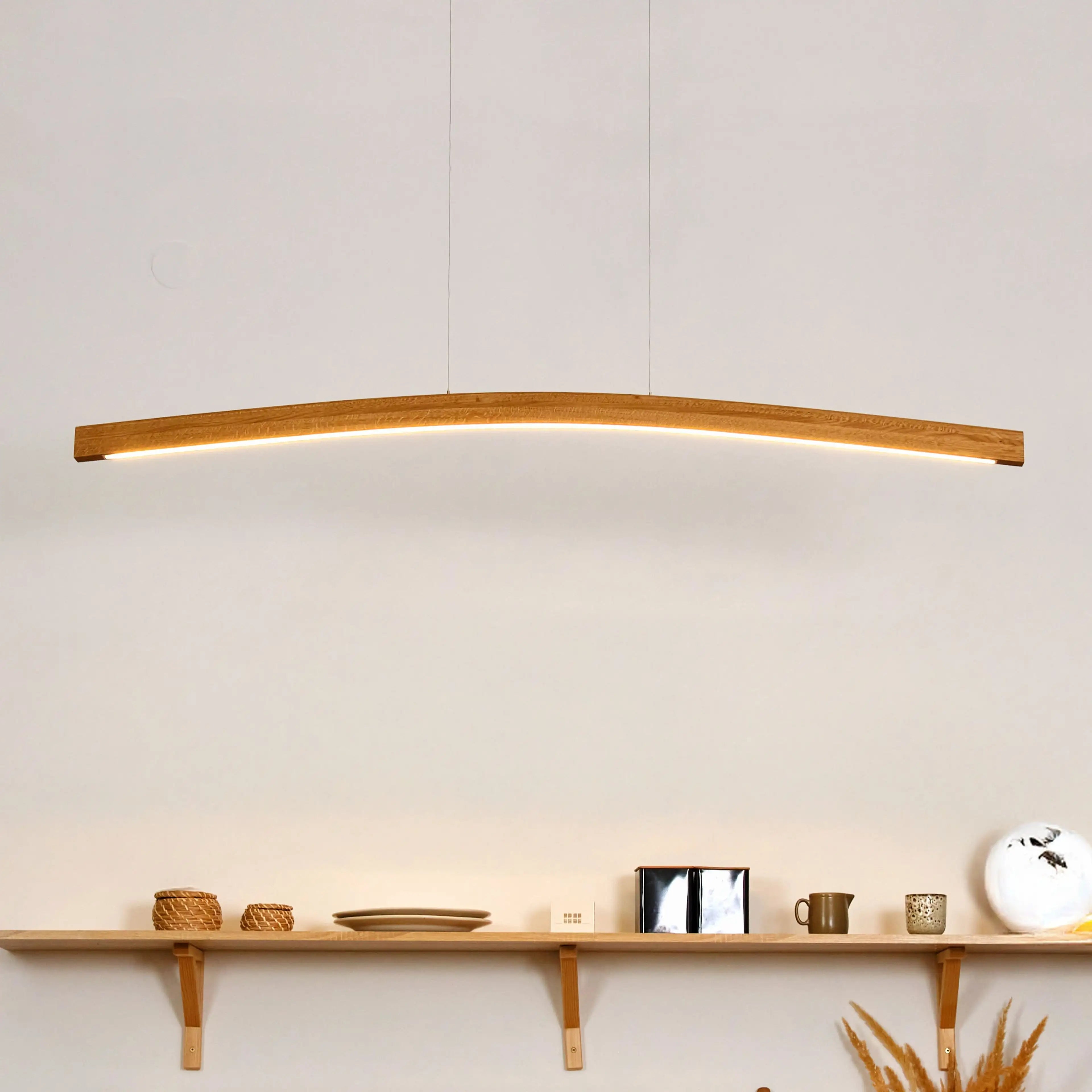 Designer Pendelleuchte aus Eichenholz gebogen, LED-Pendelleuchte - Novara