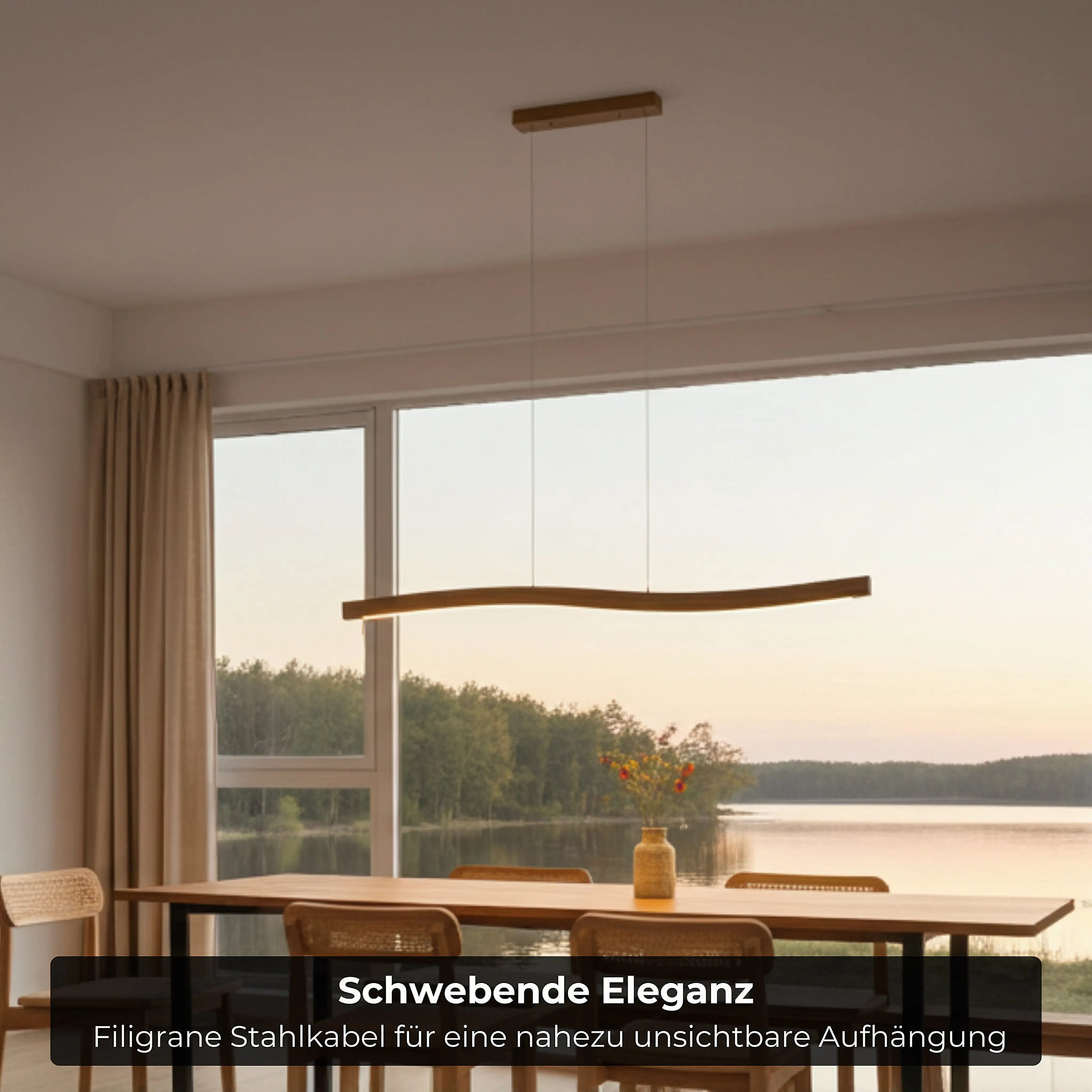 Moderne Holzpendelleuchte – nachhaltiges Massivholz, Smart-Home-fähig und individuell dimmbar