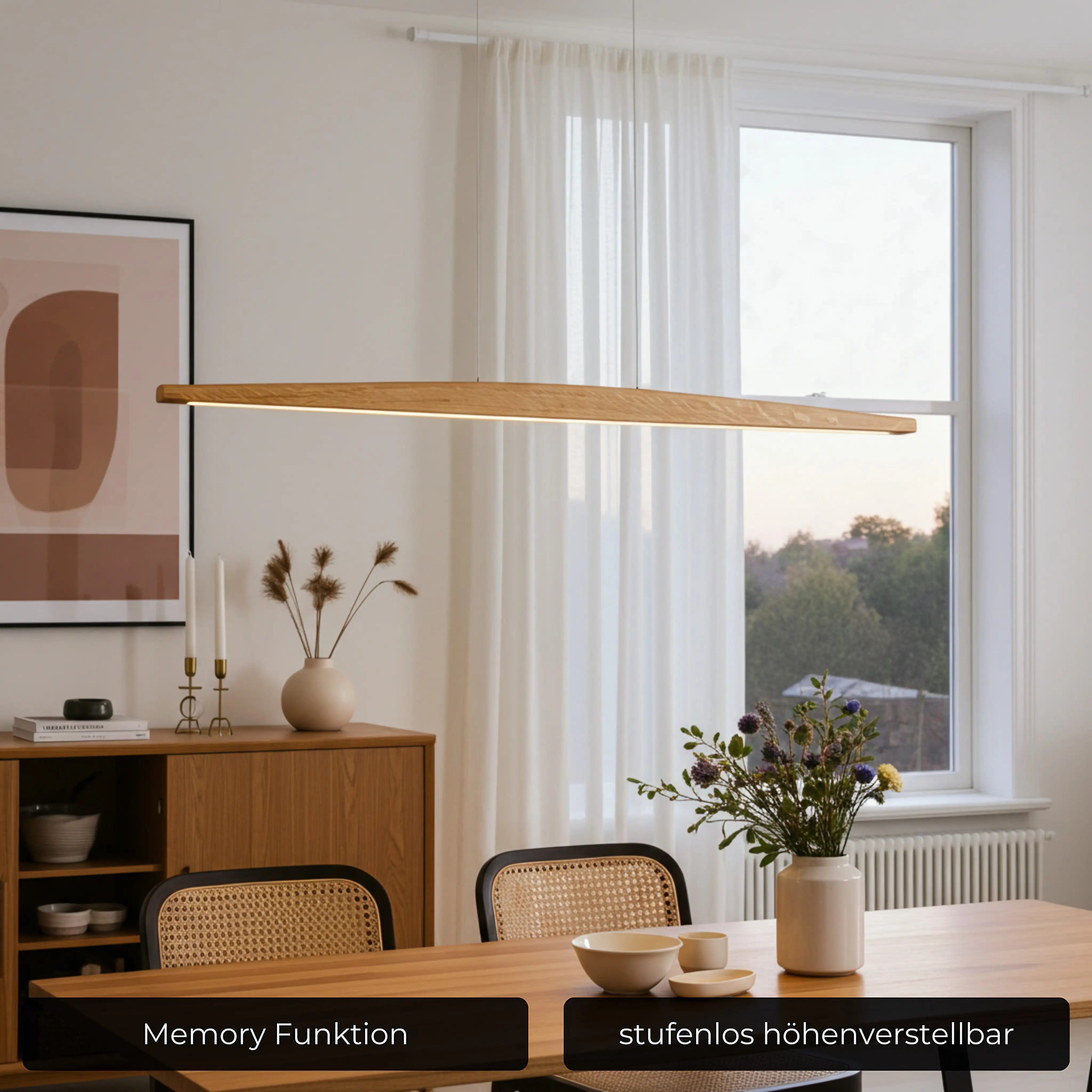 Rustikale Holzlampe aus Massivholz – handgefertigt, dimmbar und modern vernetzt über Smart-Home-Systeme