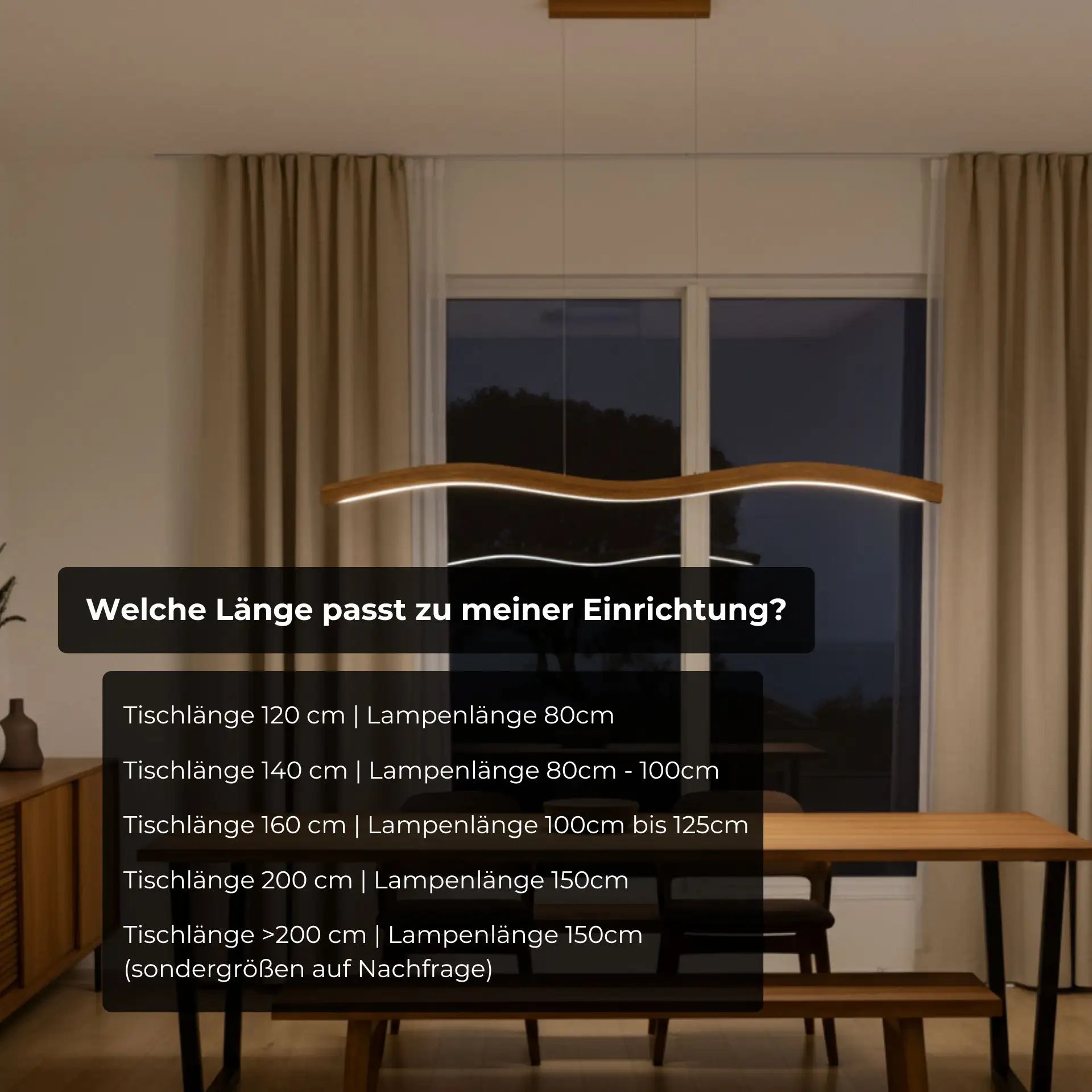 Designer Pendelleuchte aus Eichenholz, doppelt geschwungen, LED-Pendelleuchte - Mila