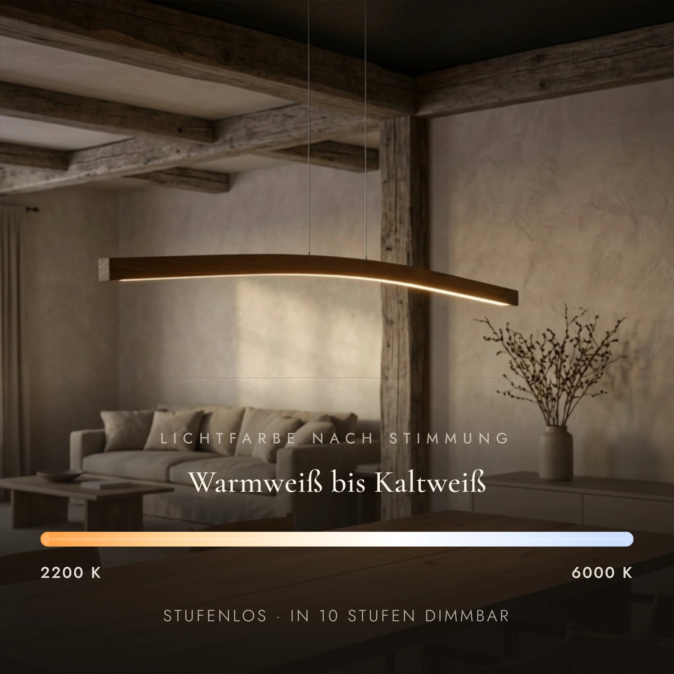 Designer Pendelleuchte aus Eichenholz gebogen, LED-Pendelleuchte - Novara