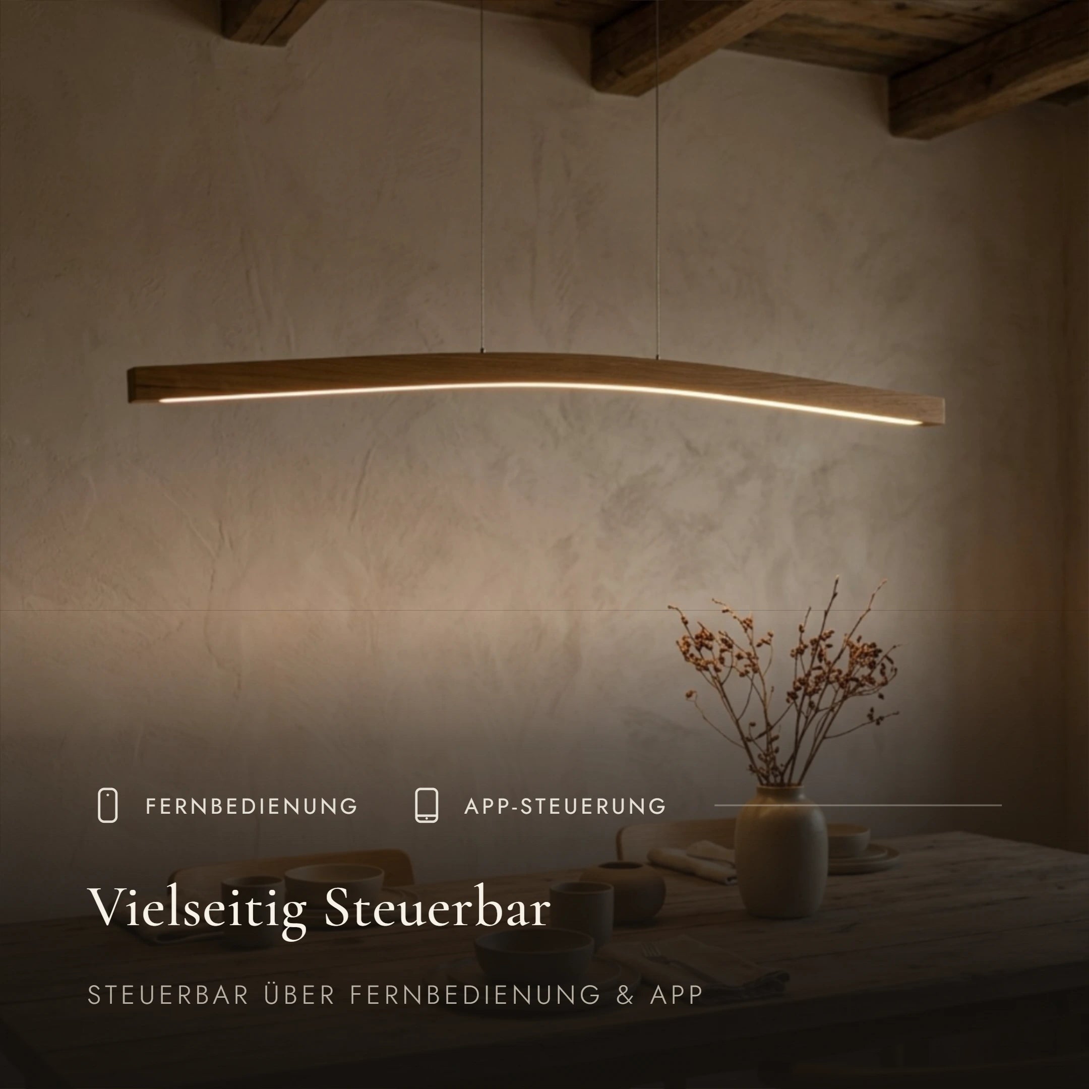Designer Pendelleuchte aus Eichenholz gebogen, LED-Pendelleuchte - Novara