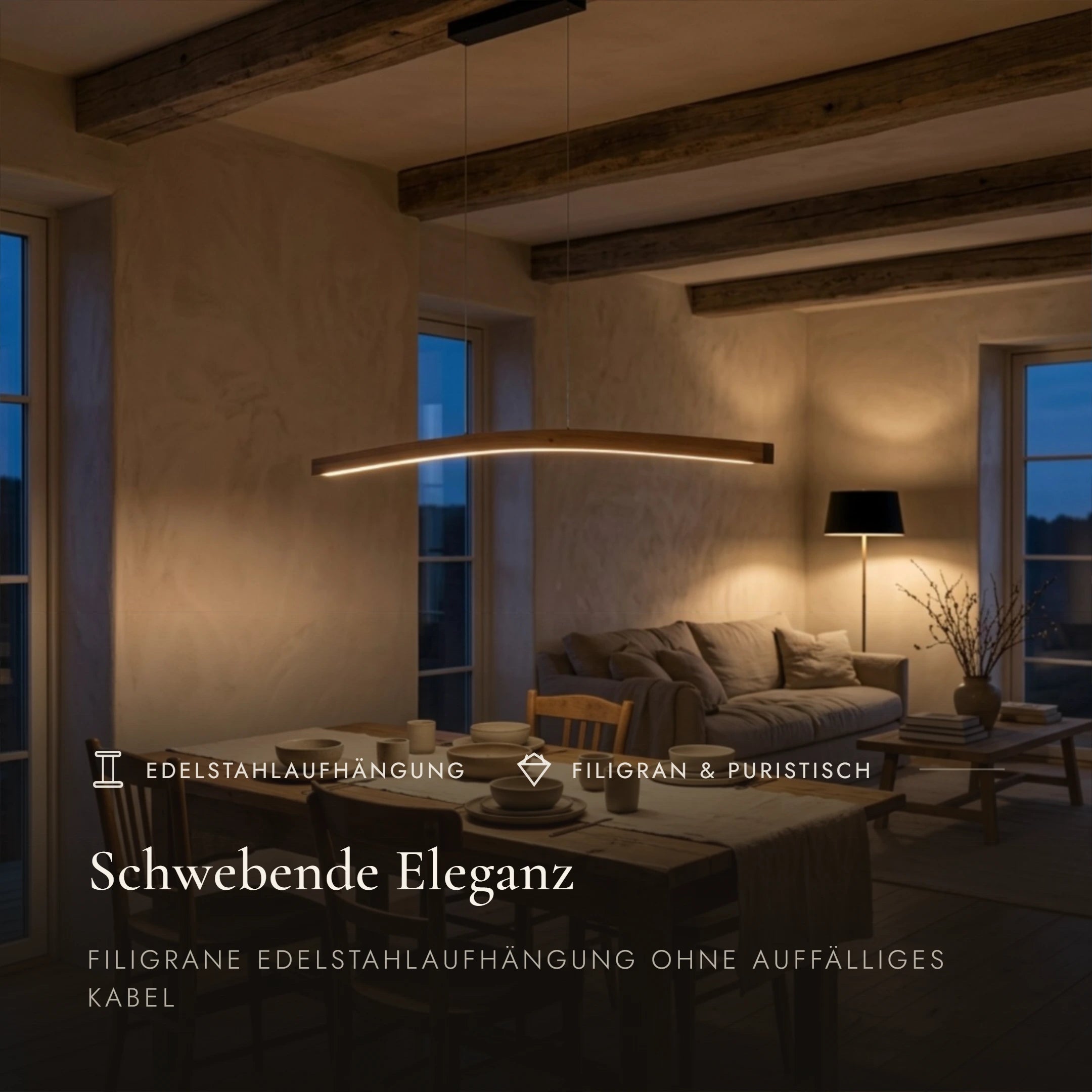 Designer Pendelleuchte aus Eichenholz gebogen, LED-Pendelleuchte - Novara