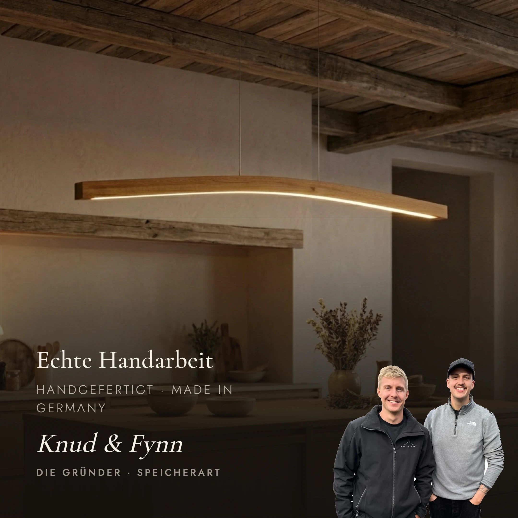 Designer Pendelleuchte aus Eichenholz gebogen, LED-Pendelleuchte - Novara