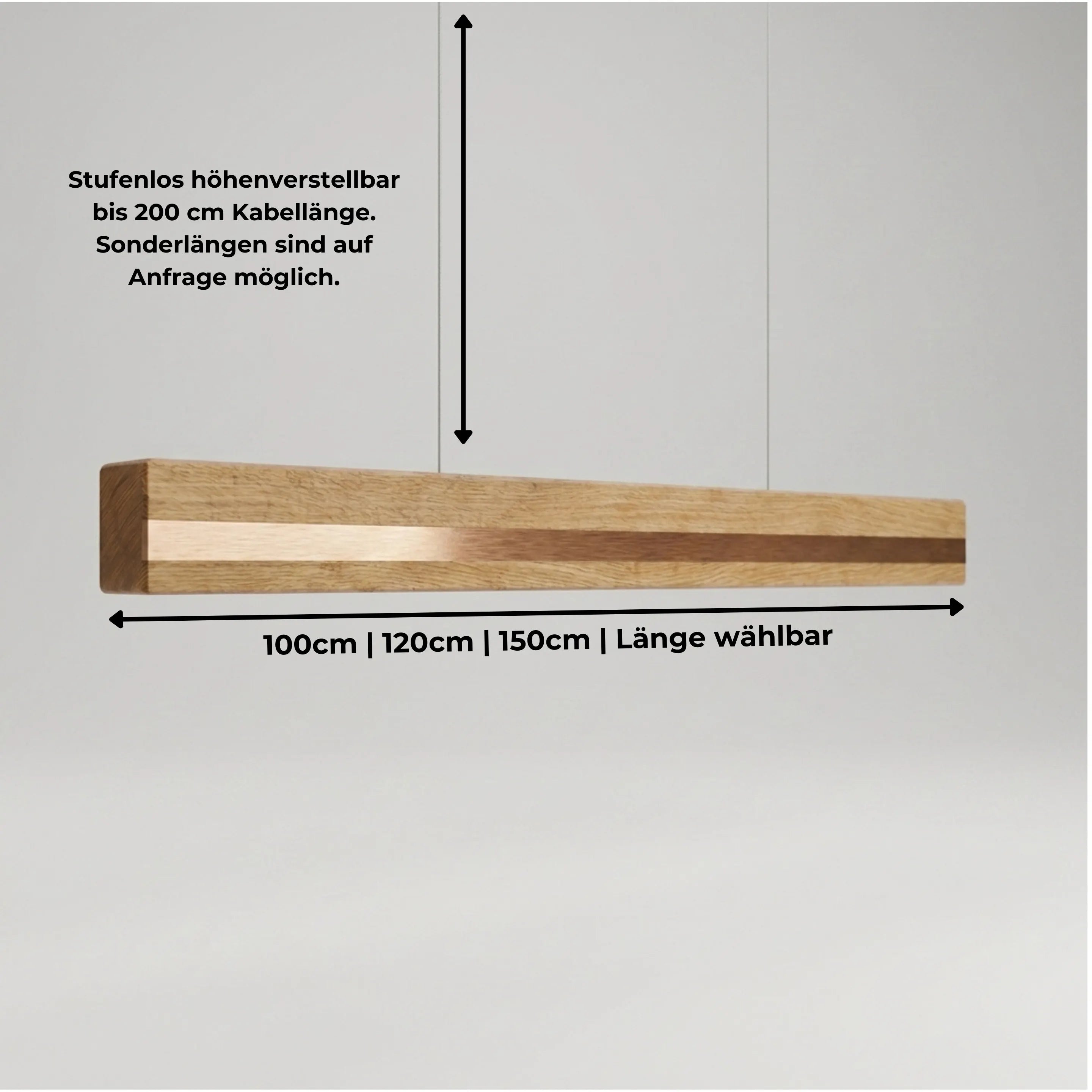 Designer Pendelleuchte aus Massivholz mit Metall-Einlegern, LED-Pendelleuchte - Veta