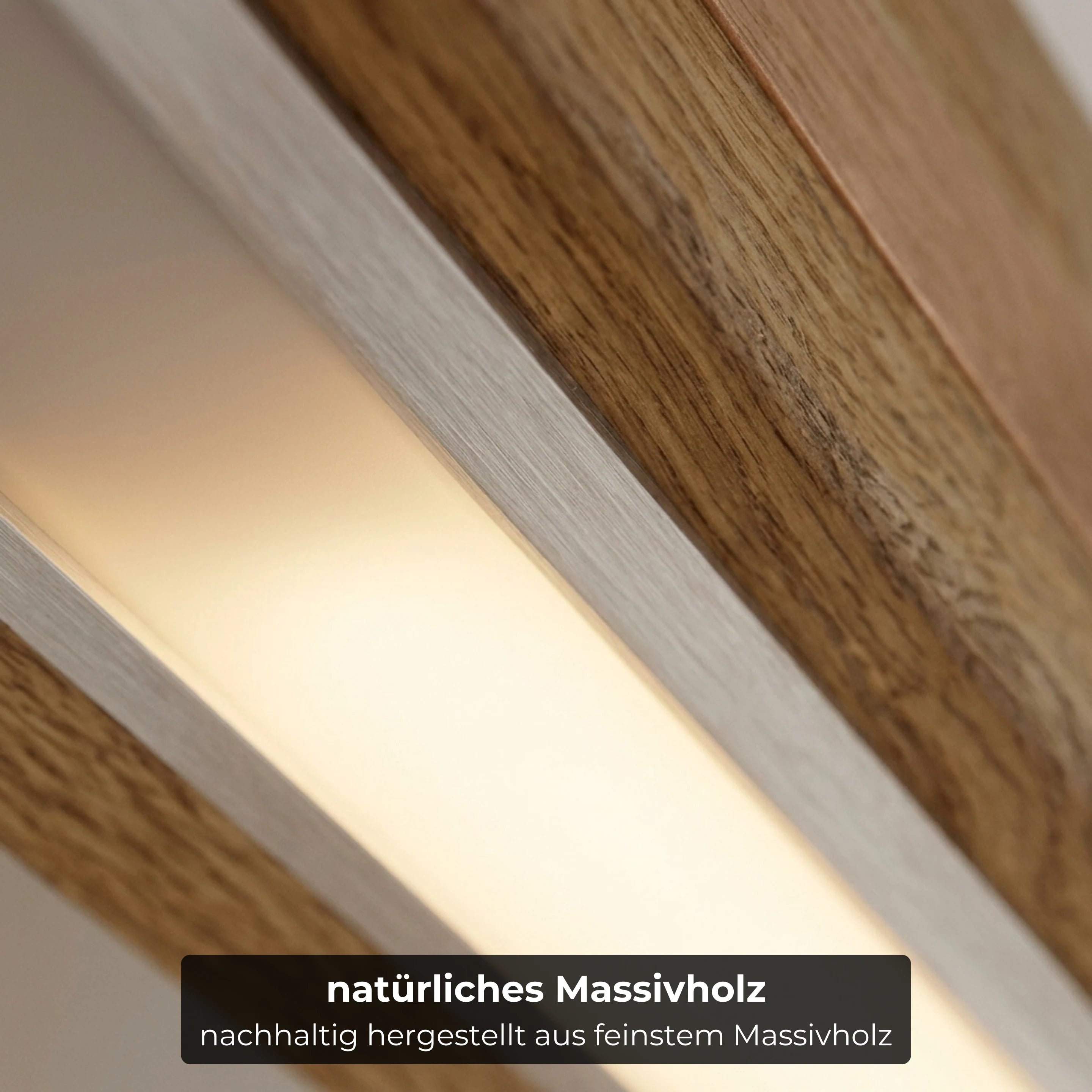 Designer Pendelleuchte aus Massivholz mit Metall-Einlegern, LED-Pendelleuchte - Veta