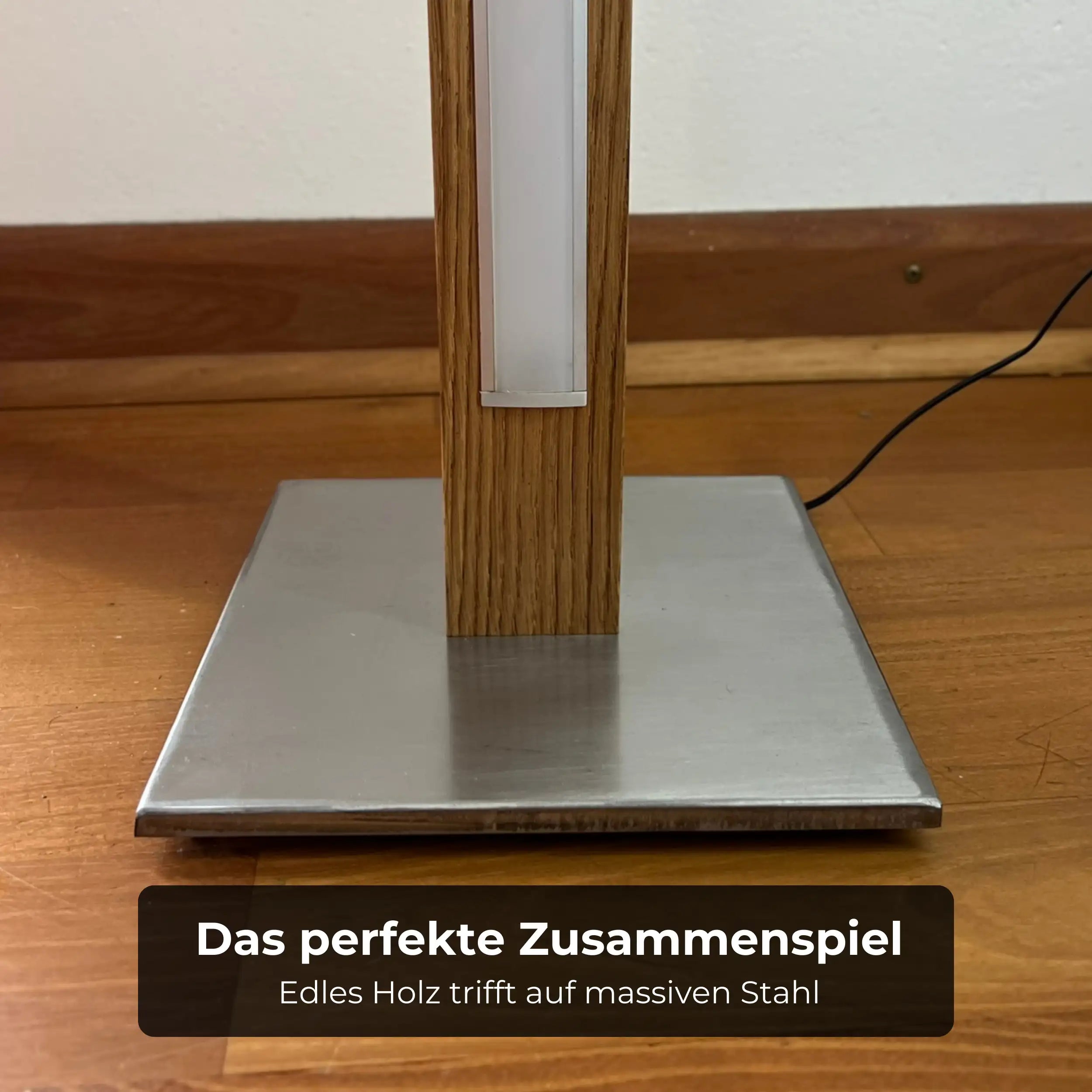 Designer Stehlampe aus Massivholz, LED-Leuchte doppelt geschwungen - Fulgor
