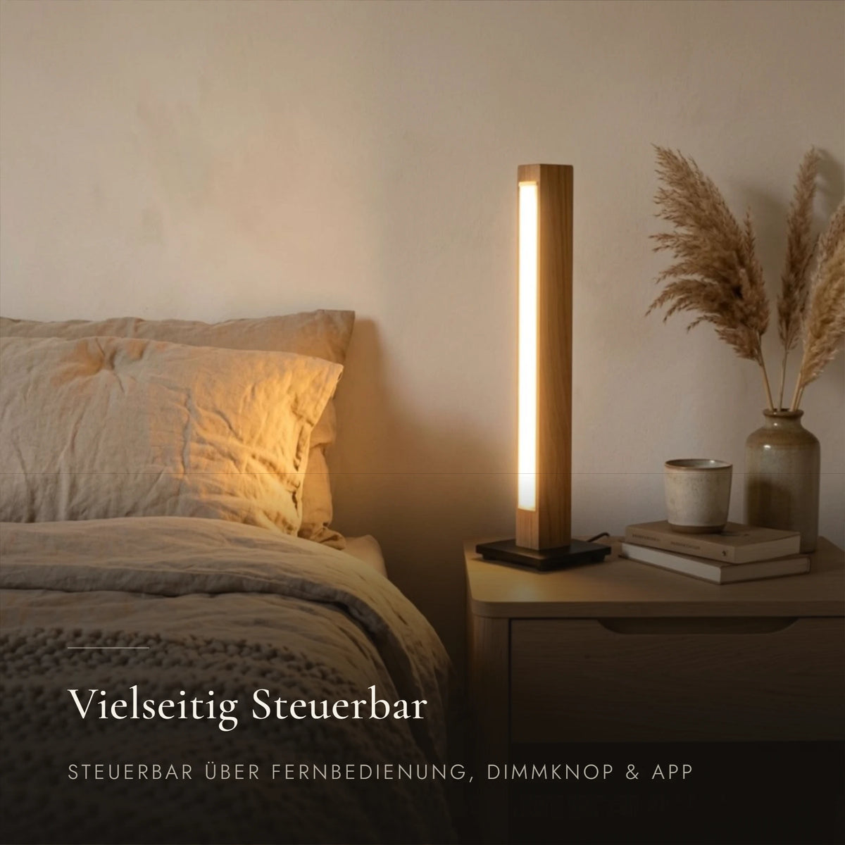 Designer Tischlampe aus Massivholz, dimmbare LED-Tischleuchte - Fanari