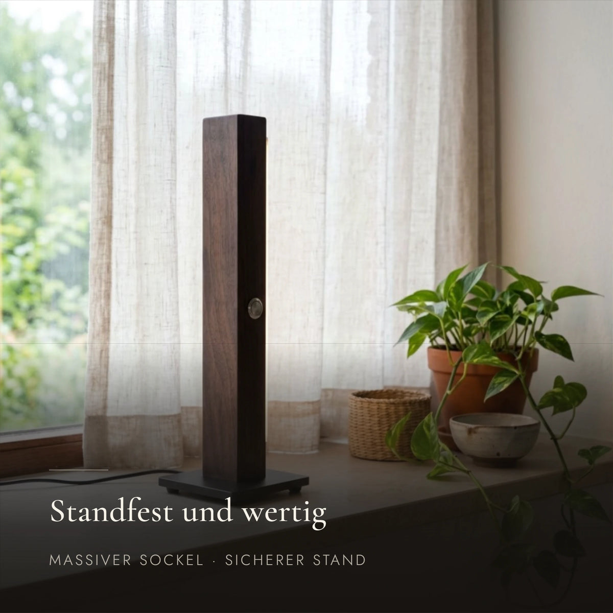 Designer Tischlampe aus Massivholz, dimmbare LED-Tischleuchte - Fanari