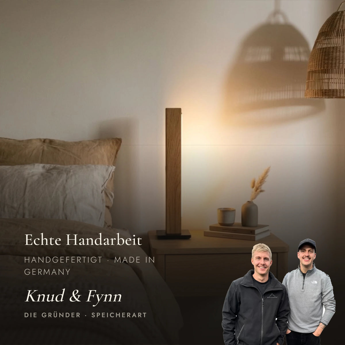 Designer Tischlampe aus Massivholz, dimmbare LED-Tischleuchte - Fanari