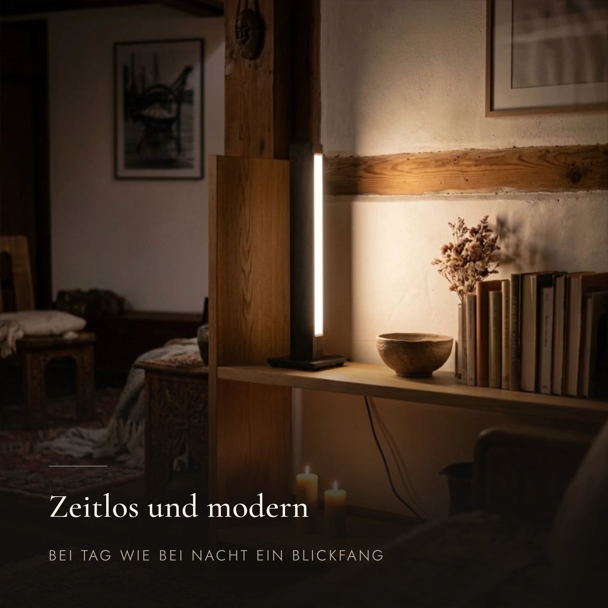 Designer Tischlampe aus Massivholz, dimmbare LED-Tischleuchte - Fanari