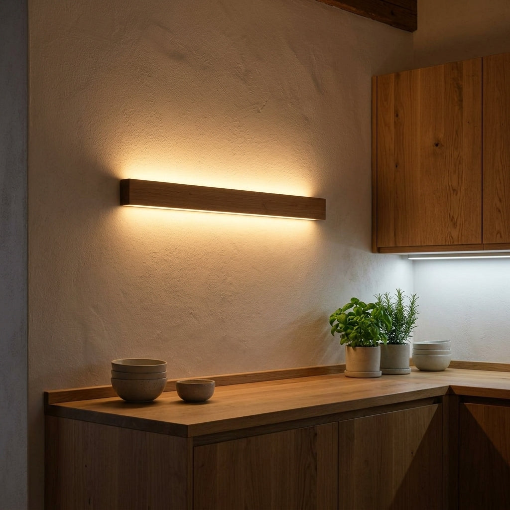 Holz-Wandleuchte – Handgefertigte LED Wandlampe mit indirektem Up- & Downlight