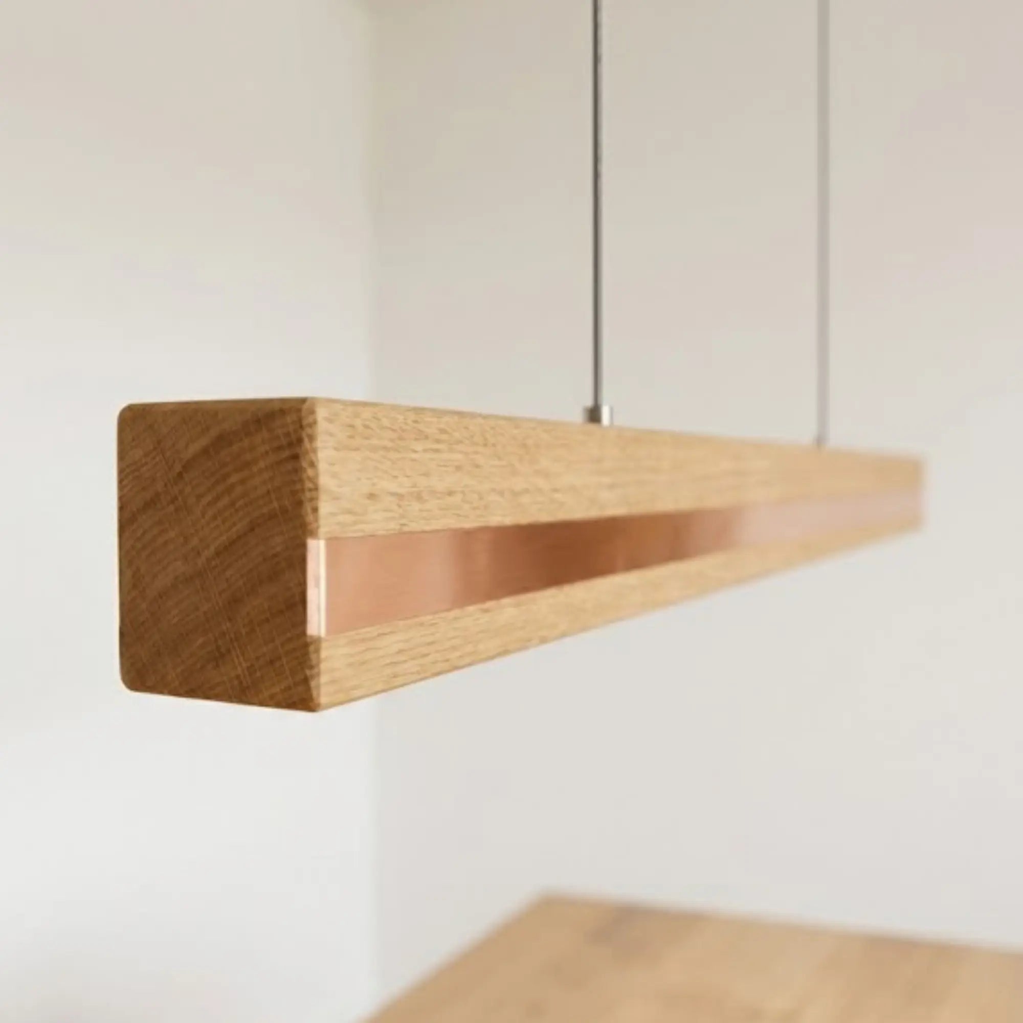 Designer Pendelleuchte aus Massivholz mit Metall-Einlegern, LED-Pendelleuchte - Veta