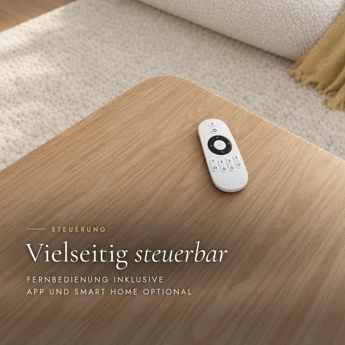 Candor floor lamp remote control on the coffee table: remote included, app and smart home optional