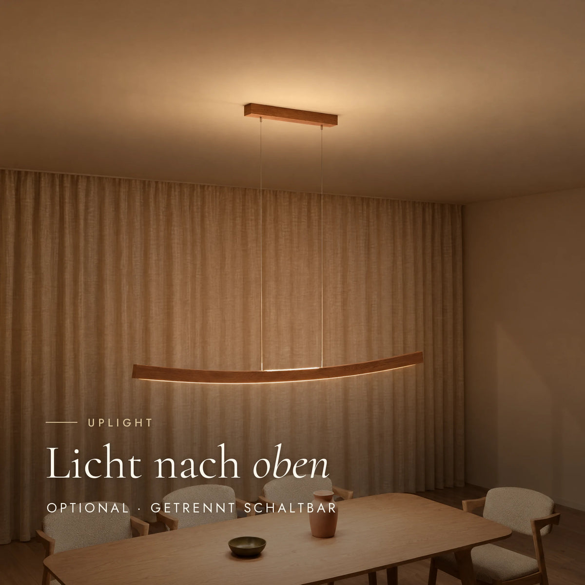 Pendelleuchte Cuna mit optionalem Uplight: zusätzliches Licht nach oben an die Decke, getrennt schaltbar