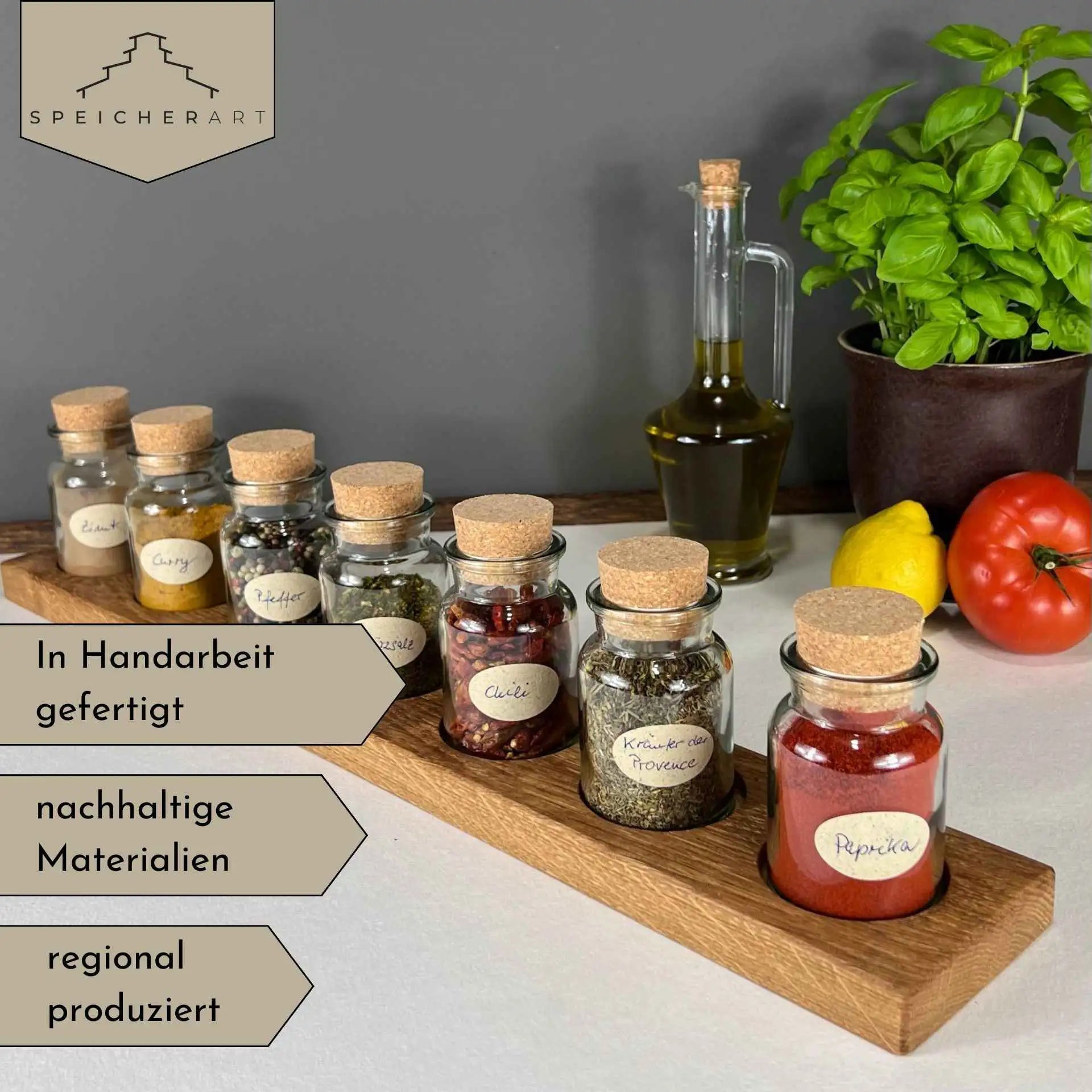 Standing spice rack, table decoration for vinegar, oils and spices - Ava