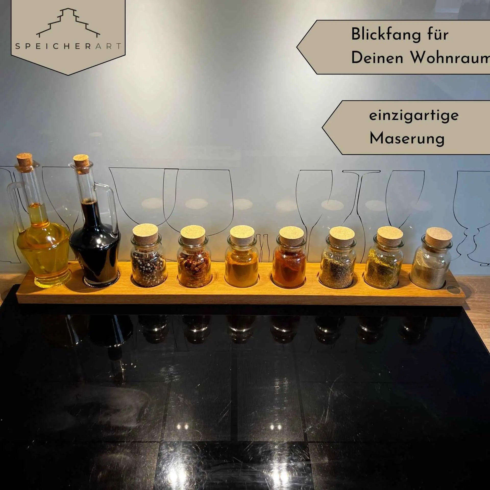 Standing spice rack, table decoration for vinegar, oils and spices - Ava