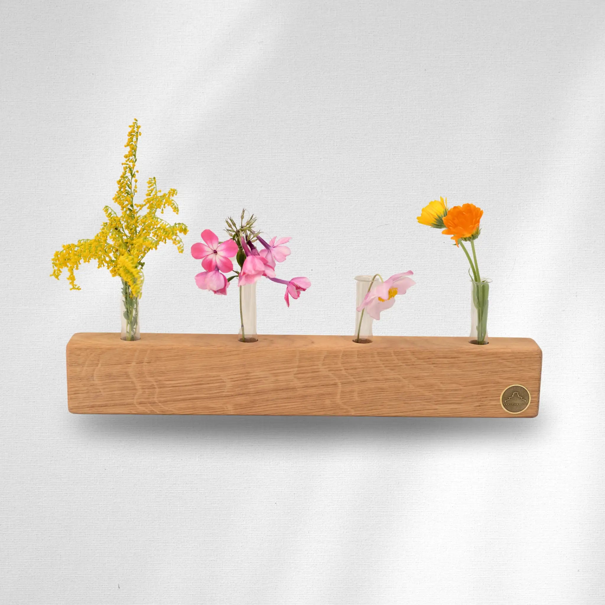 Holzvase, Tischdeko für Frisch und Trockenblumen – Floria