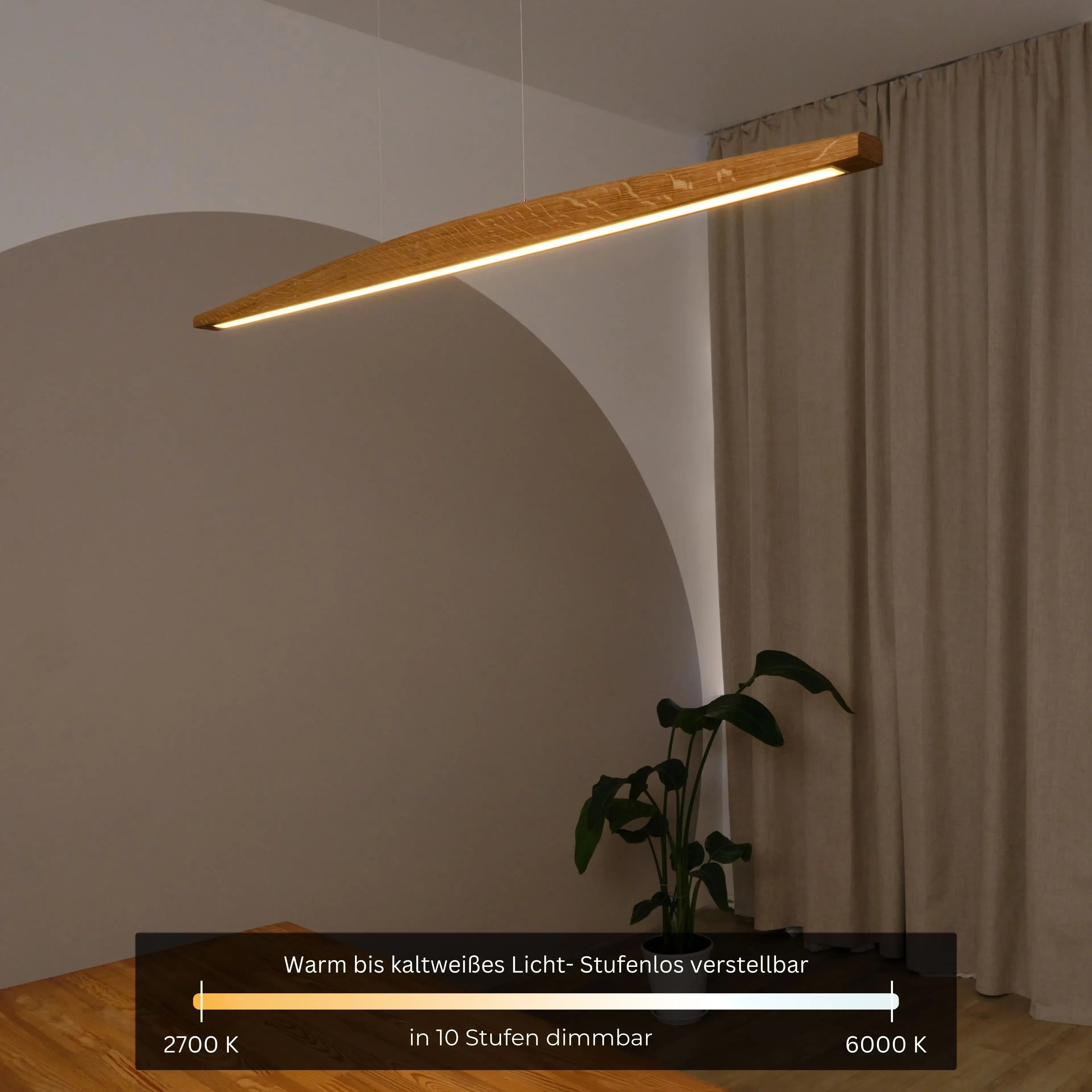 Design-Pendelleuchte aus Holz mit eleganter Aufhängung & Smart-Home
