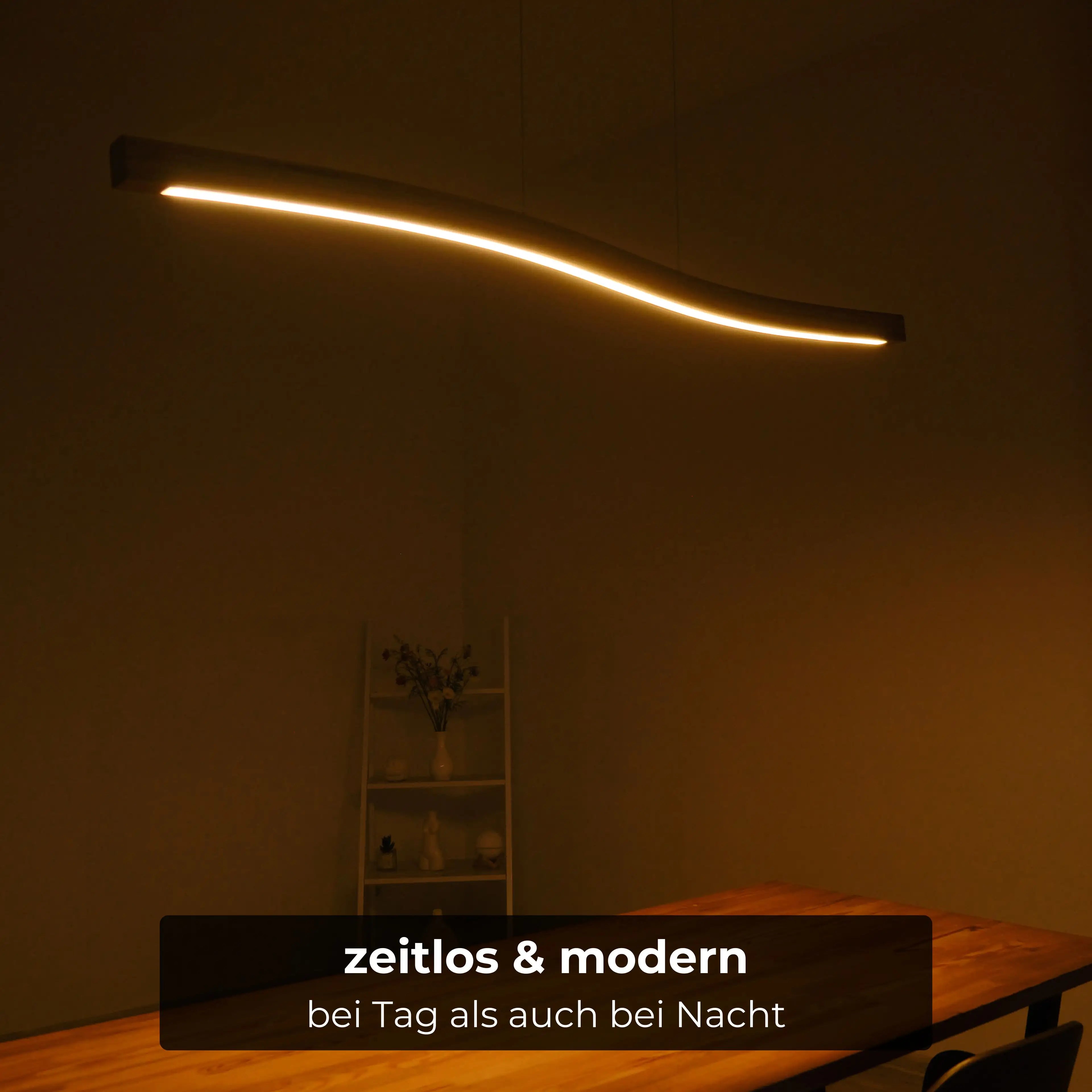 Hochwertige Holzpendelleuchte für die Küche – minimalistisches Design, warmes Licht & smarte Funktionen.
