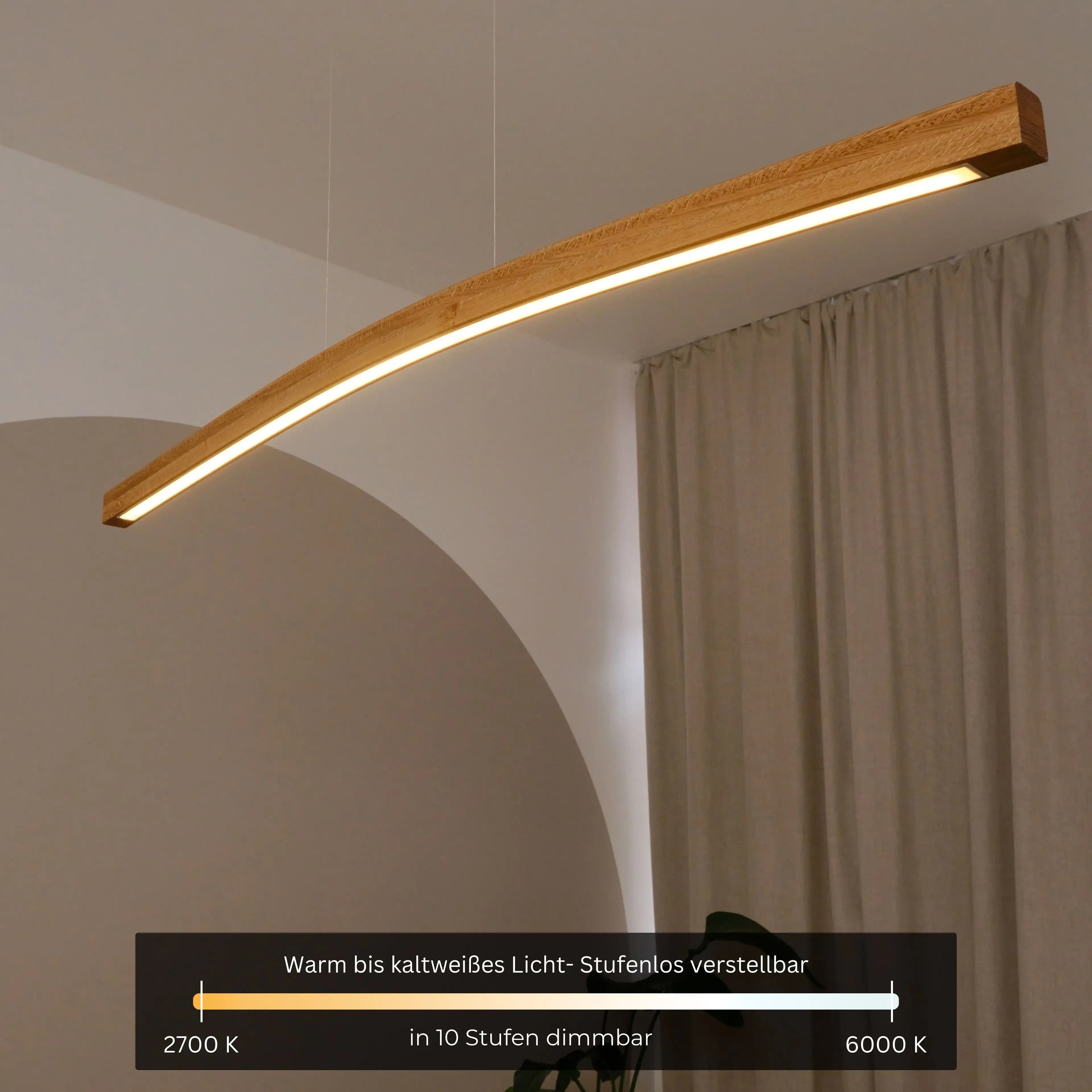 Diese Massivholz-Pendelleuchte kombiniert Natur & High-Tech – smart dimmbar & perfekt für dein Zuhause.
