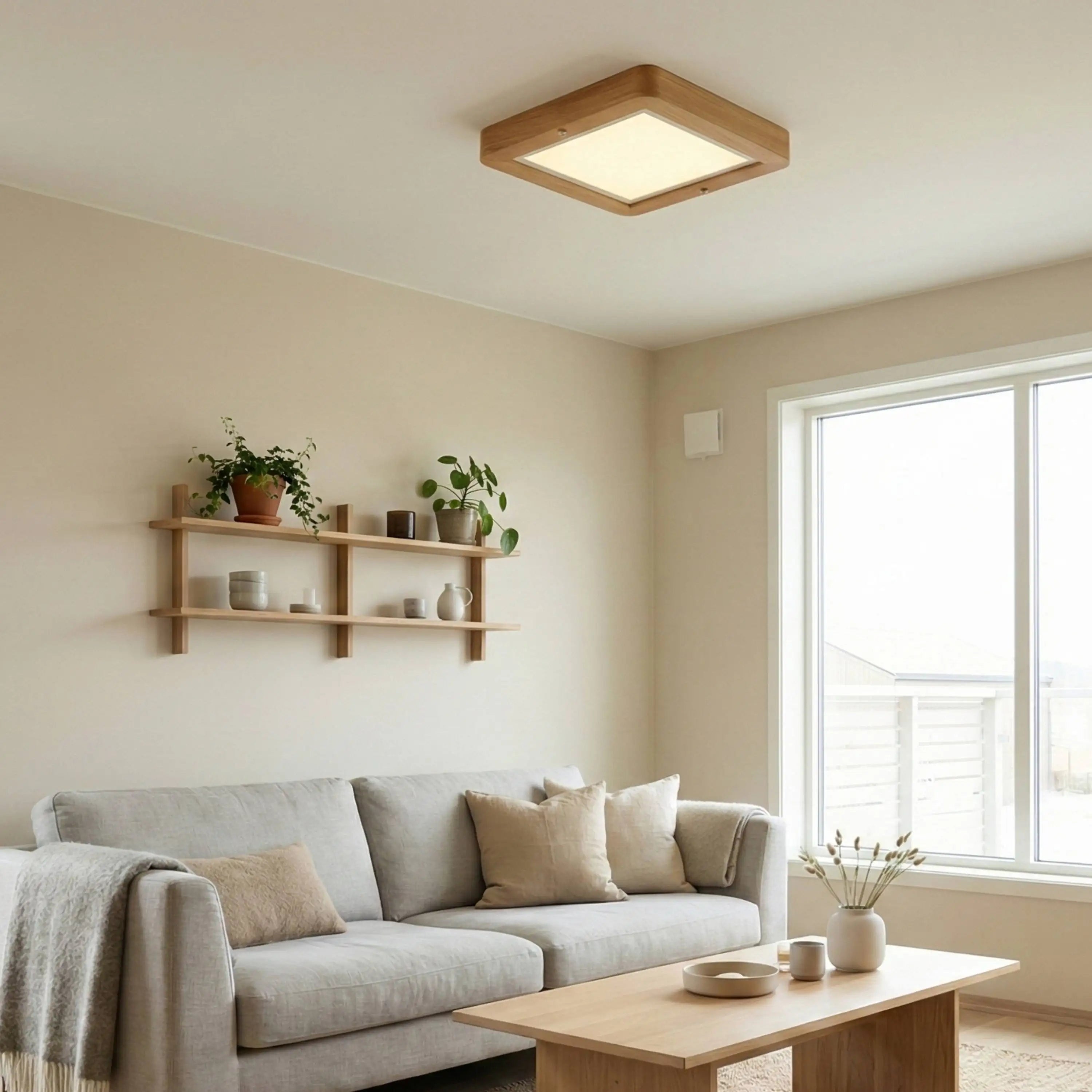 Designer-Deckenlampe aus Massivholz, LED-Deckenfluter – Ida