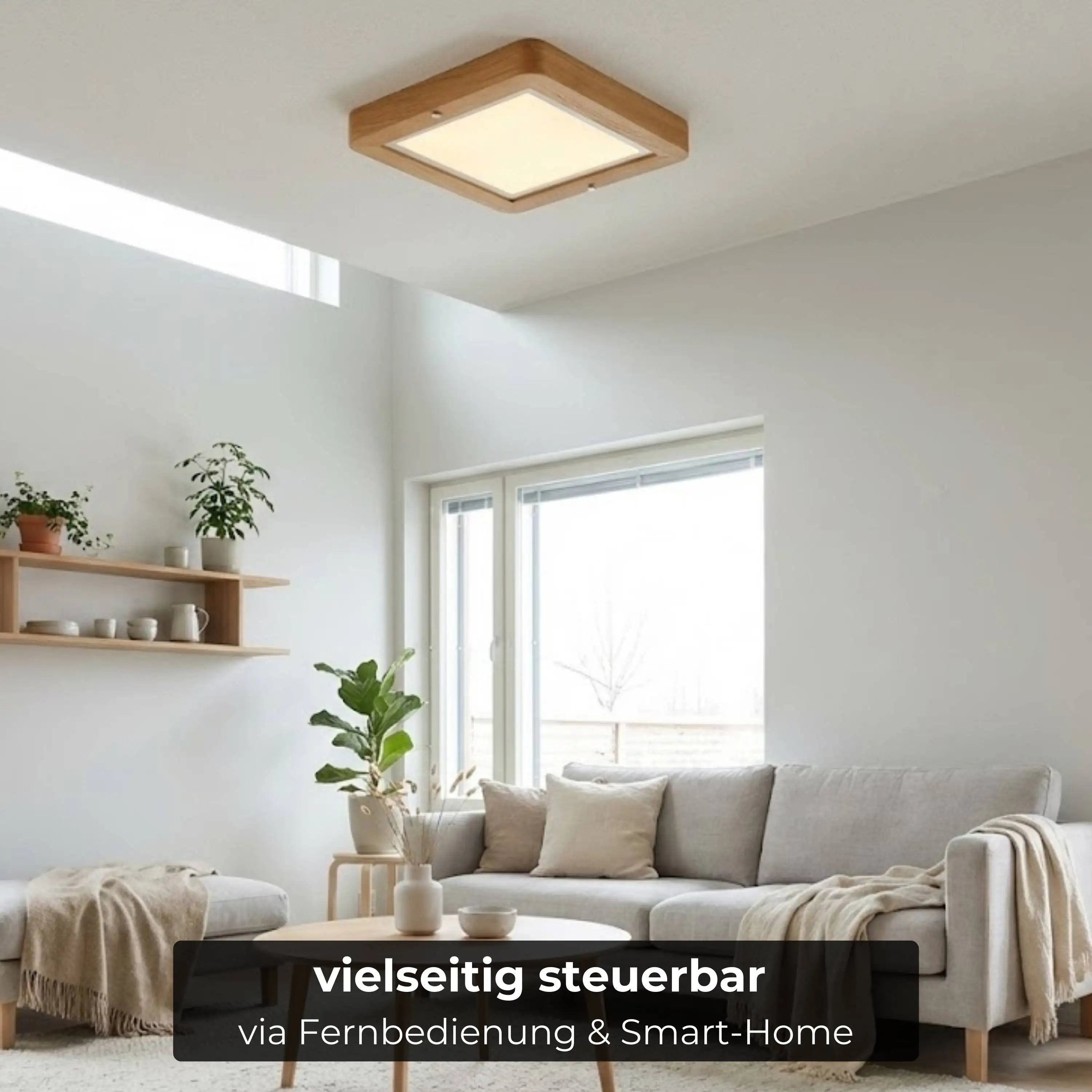 Designer-Deckenlampe aus Massivholz, LED-Deckenfluter – Ida