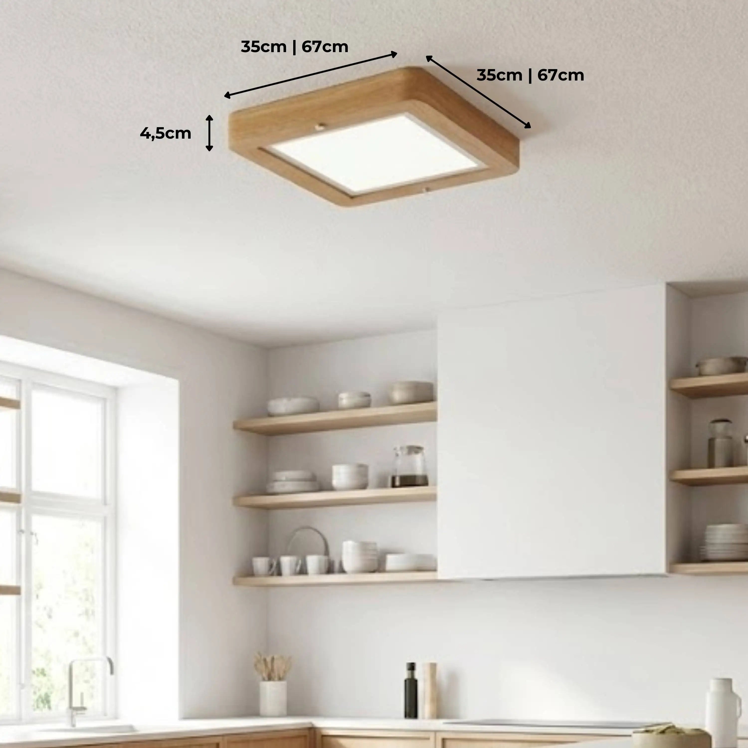 Designer-Deckenlampe aus Massivholz, LED-Deckenfluter – Ida