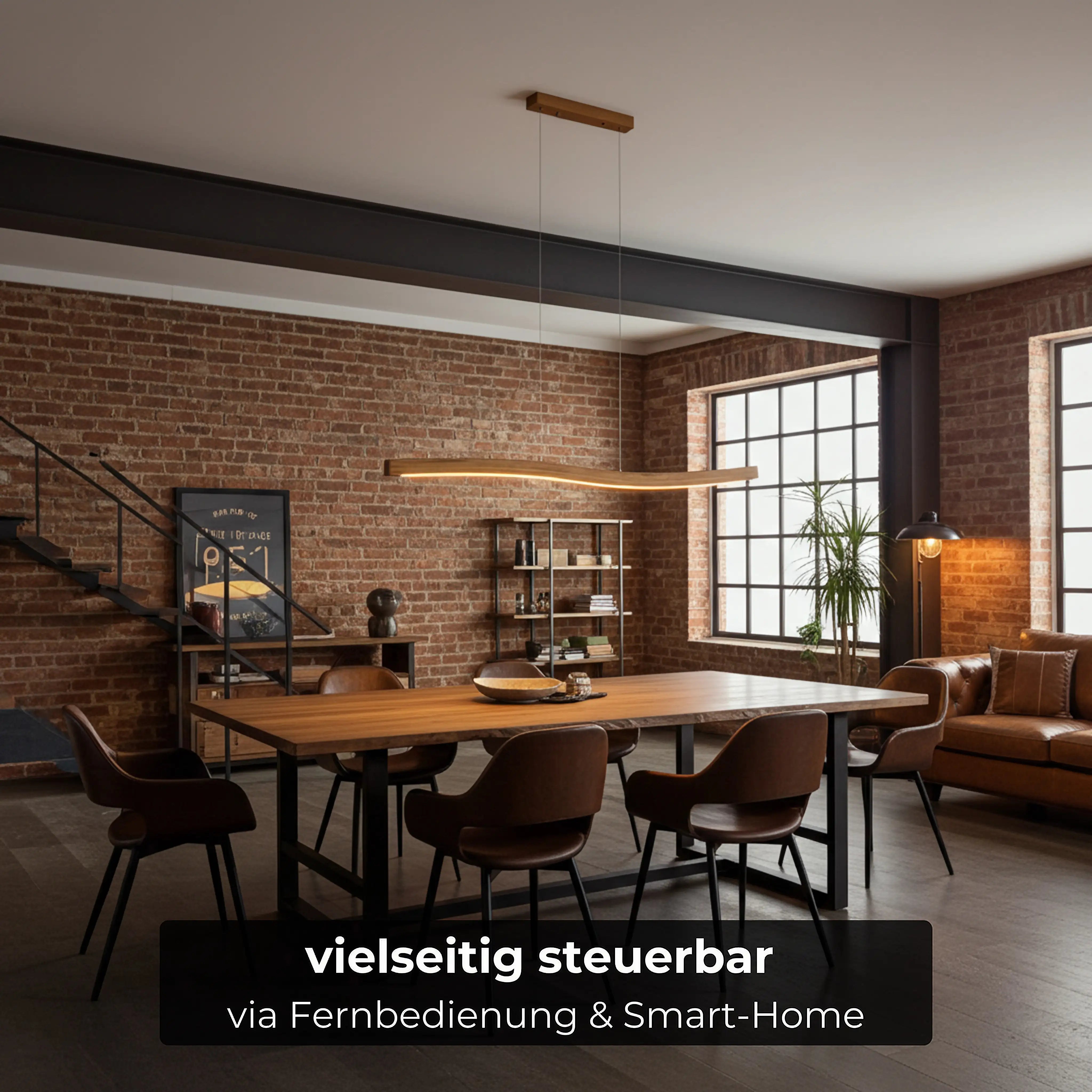 Hochwertige Pendelleuchte aus Massivholz – stufenlos dimmbar, handgefertigt und smart steuerbar