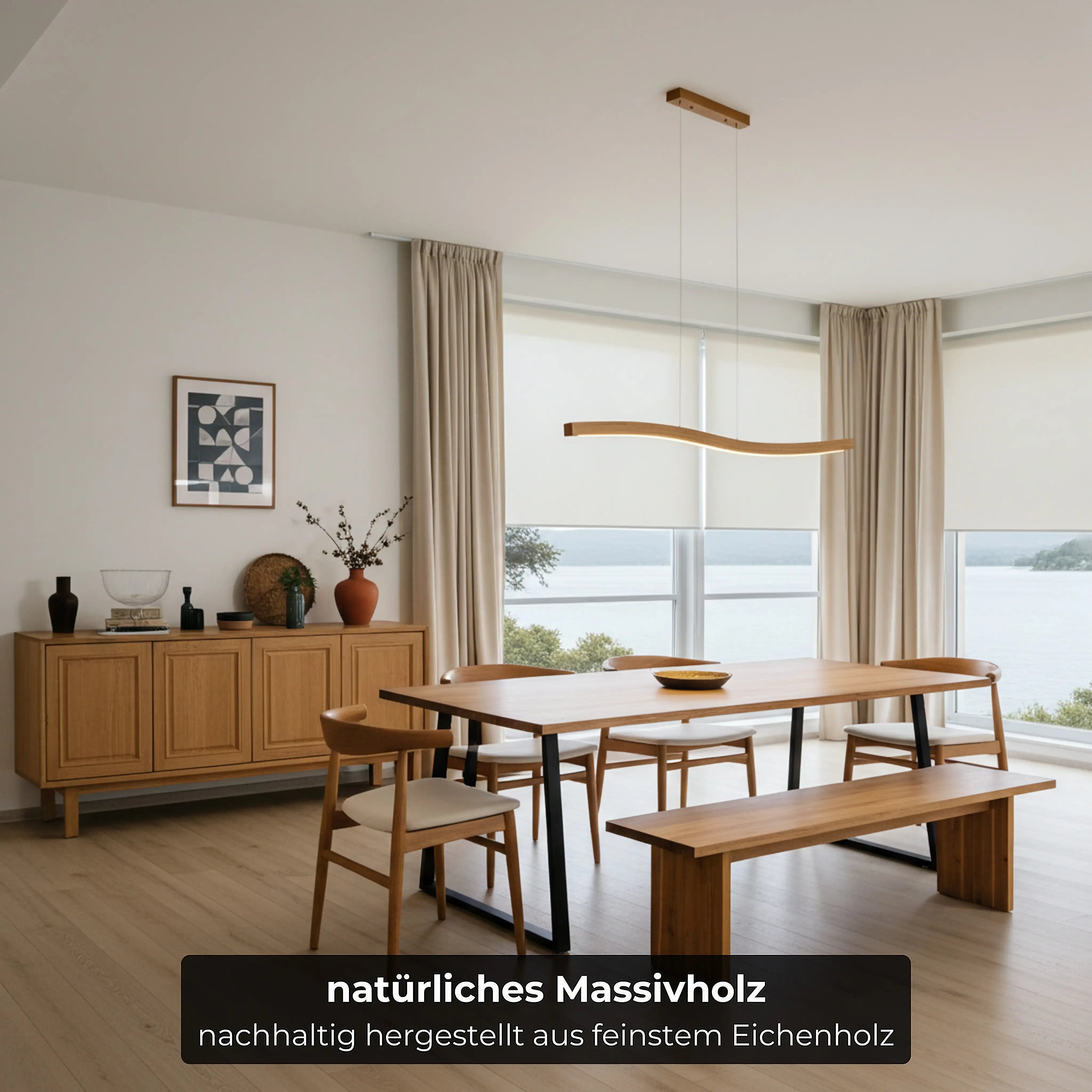 Energieeffiziente Massivholzlampe – dimmbare LED-Beleuchtung, Smart-Home-ready, in Handarbeit hergestellt