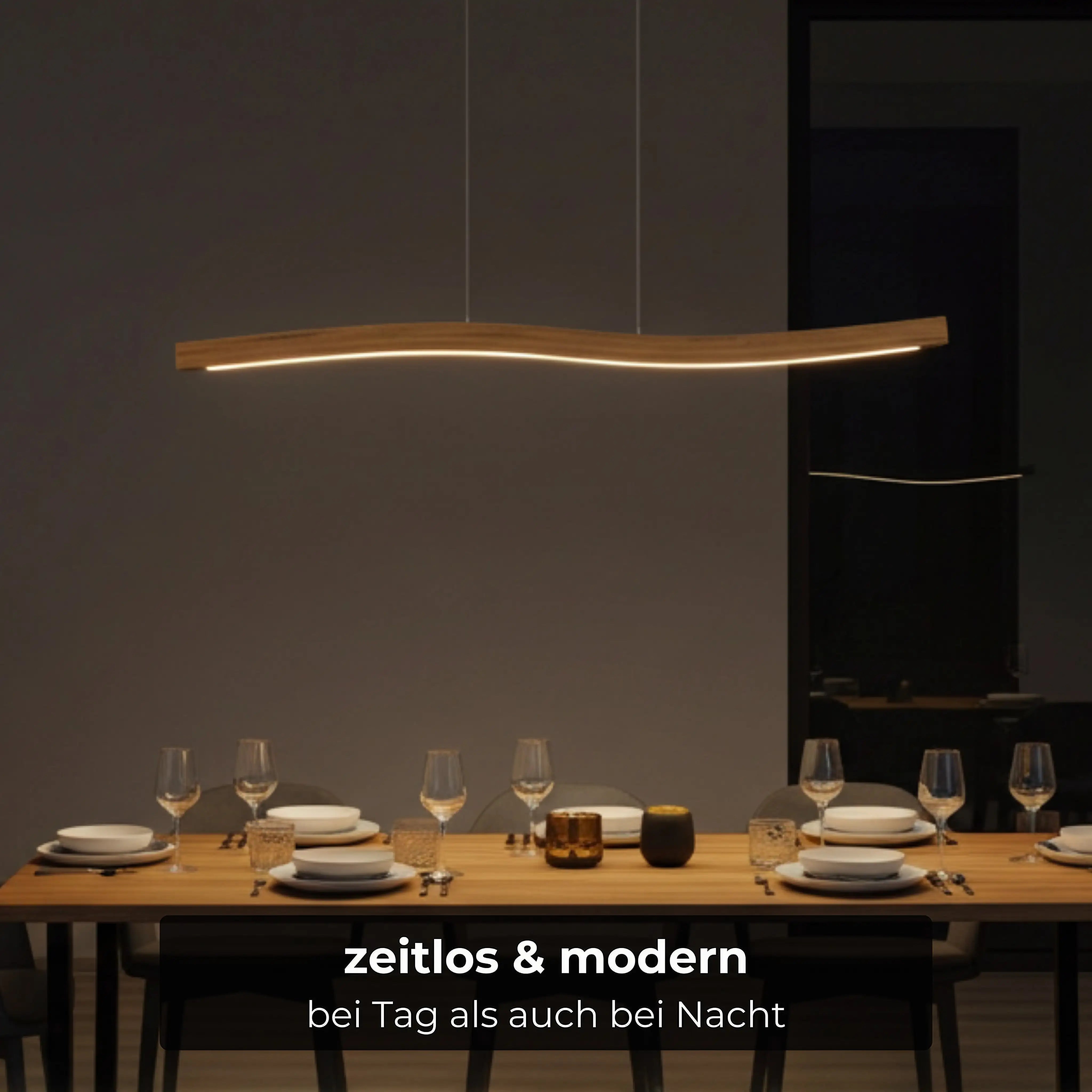 Massivholz-Pendelleuchte mit LED-Technik – stufenlos dimmbar, Smart-Home-kompatibel und handgefertigtes Unikat