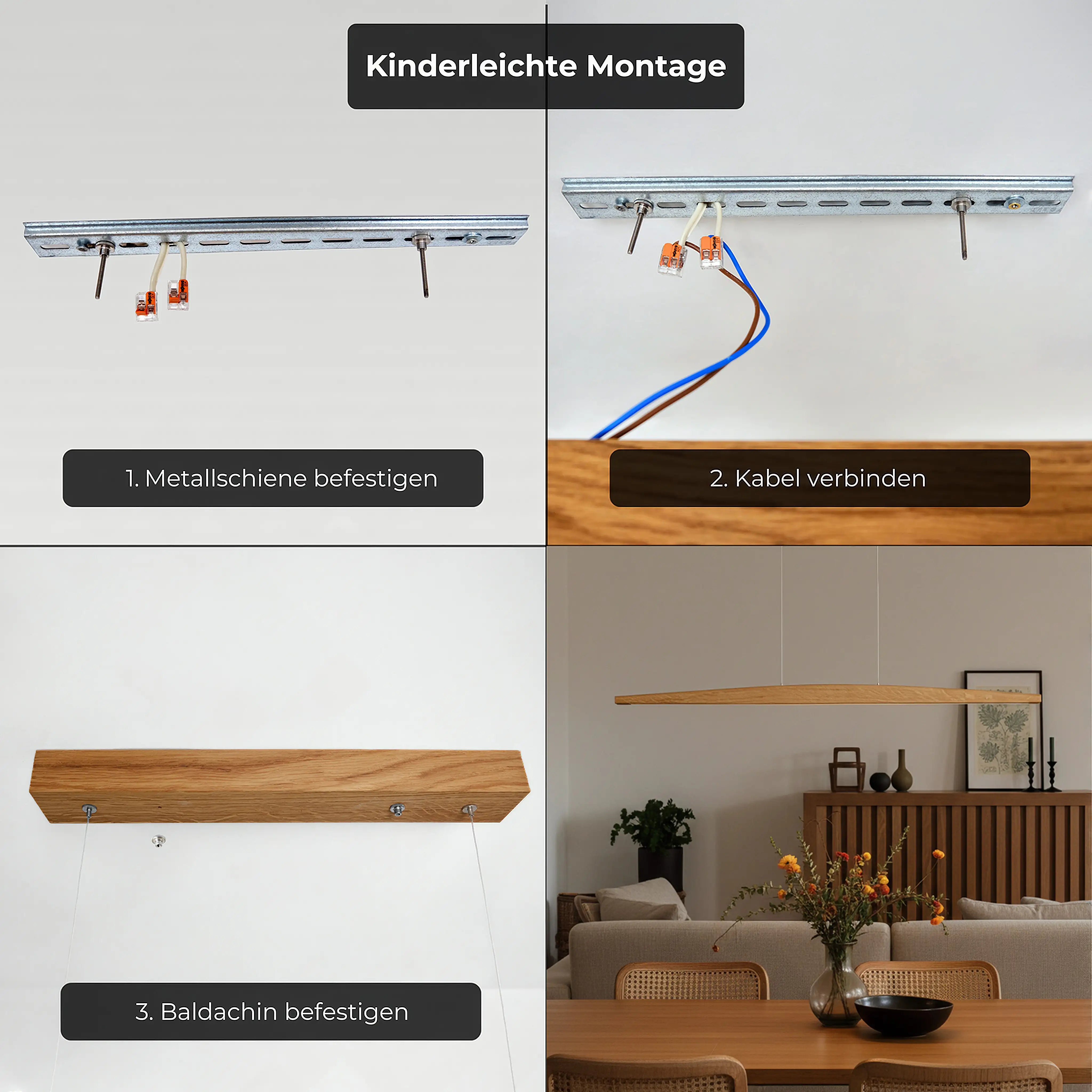 Handgemachte Pendelleuchte aus Naturholz – modernes Unikat mit LED-Beleuchtung und Smart-Home-Anbindung