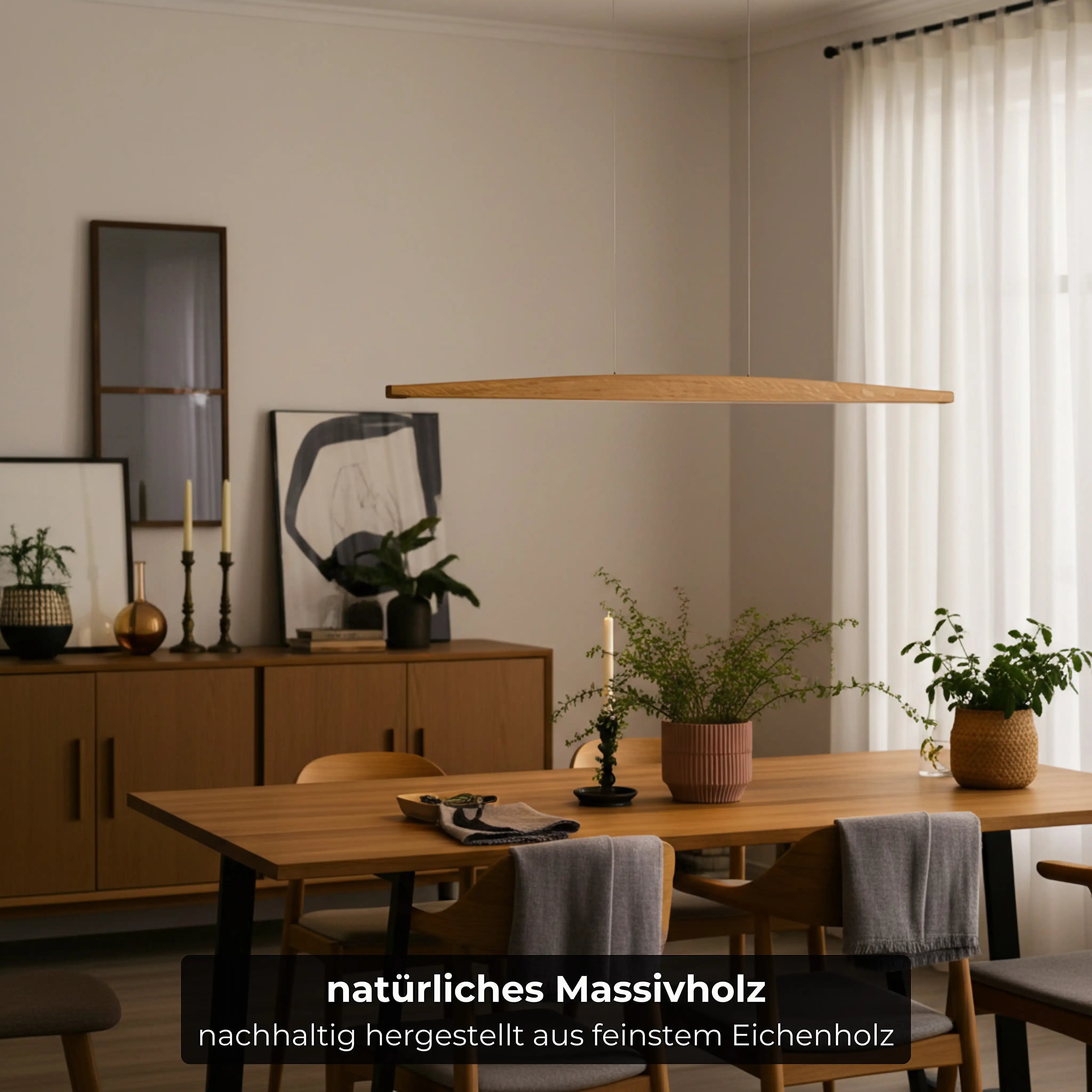 Massivholz-Pendelleuchte mit LED-Technologie – einzigartiges Unikat, dimmbar und per App steuerbar