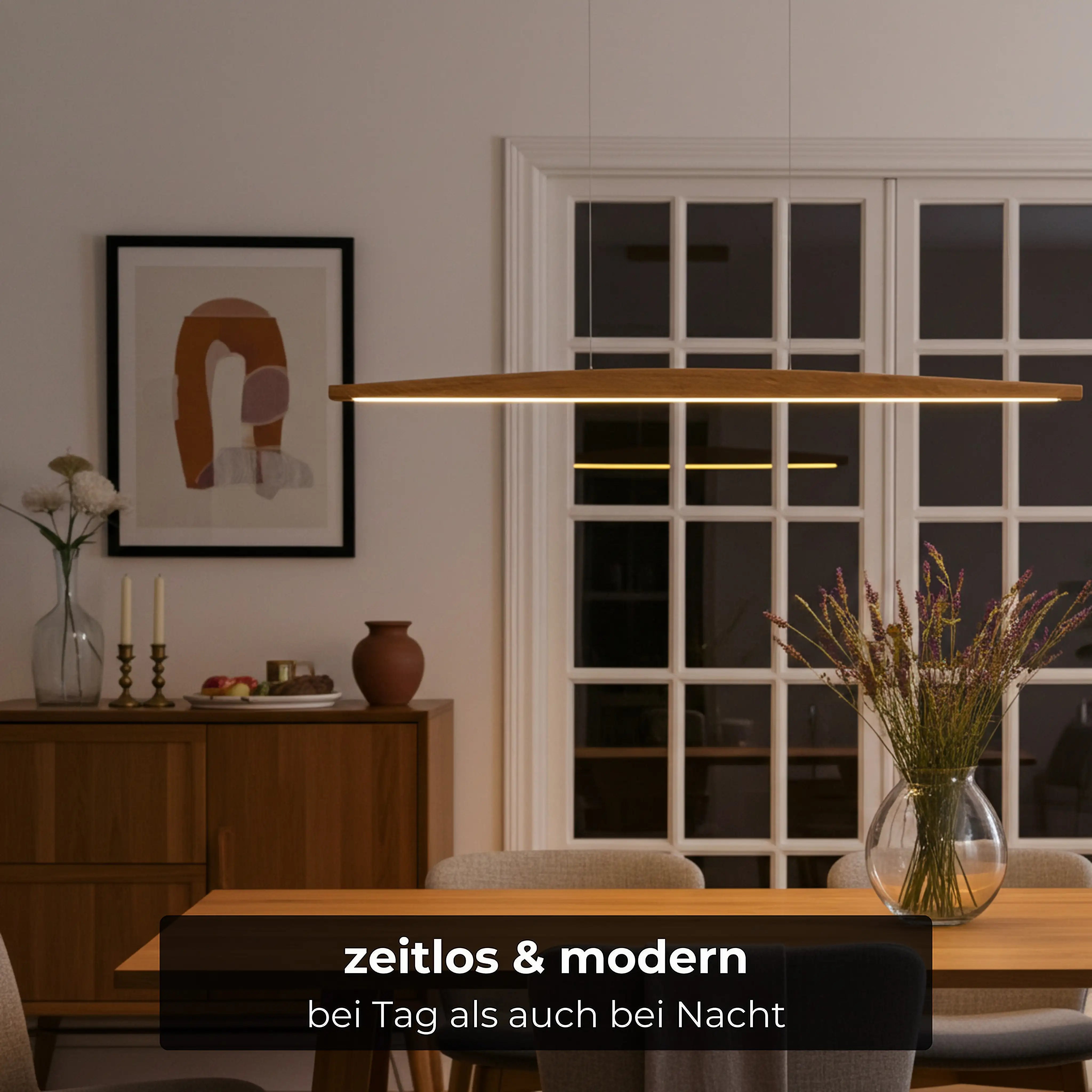 Elegante Holzpendelleuchte Unikat – dimmbar, smart steuerbar und ideal für Wohn- und Essbereich