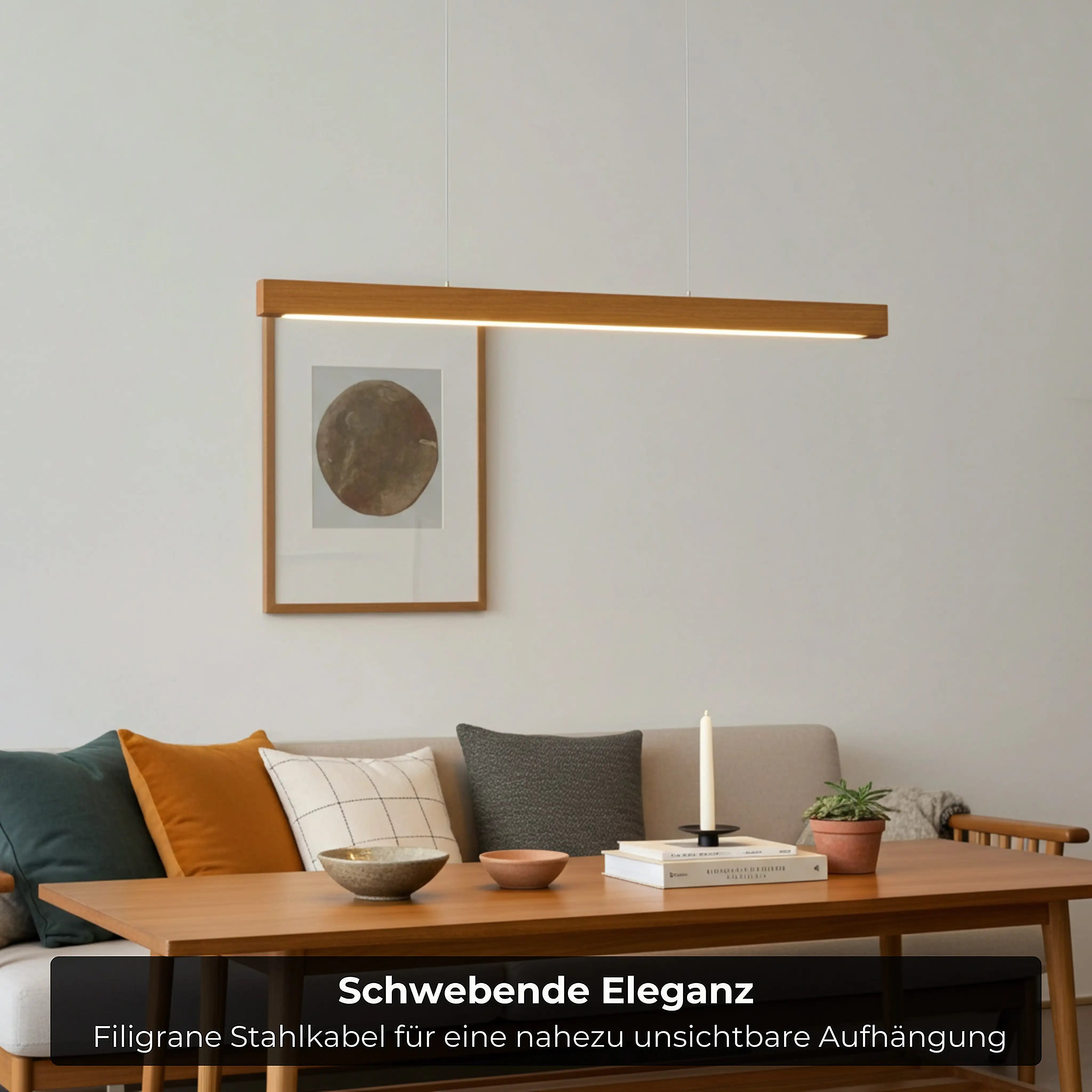 Moderne LED-Pendelleuchte aus Massivholz mit smarter Dimmfunktion – handgefertigtes Unikat