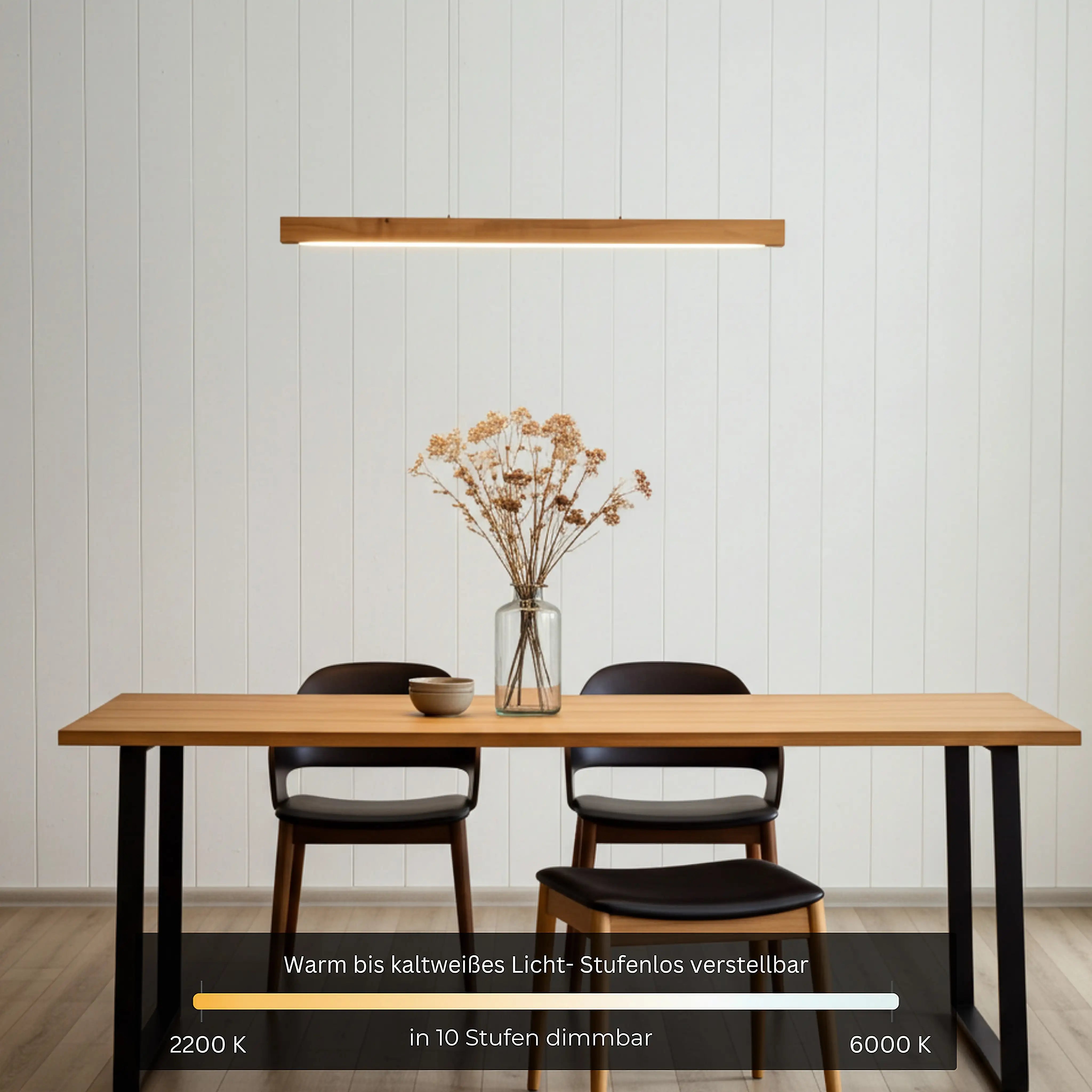 Einzigartige Massivholz-Pendelleuchte – natürliches Design, dimmbar und per App steuerbar