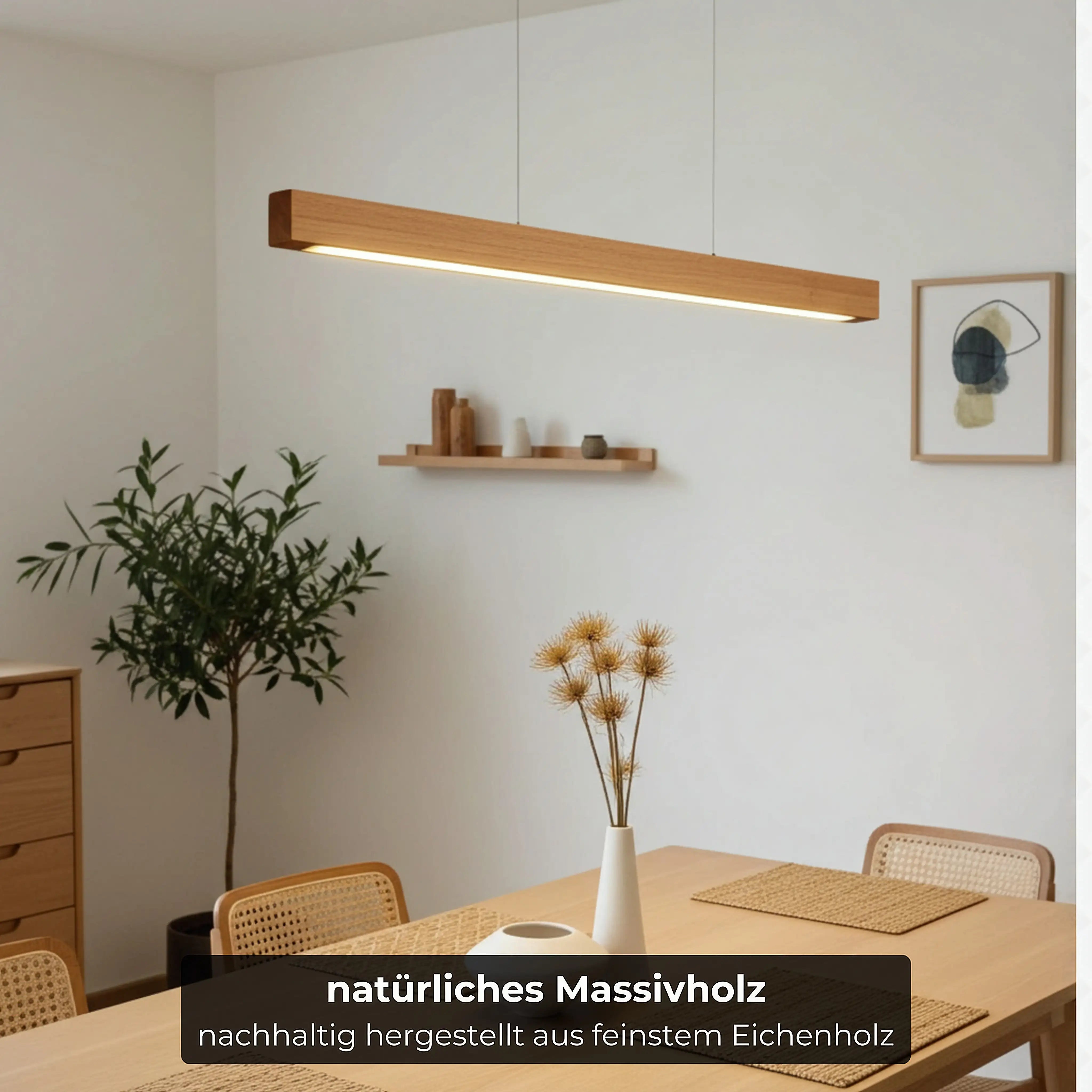 Massivholzlampe für Esszimmer oder Küche – dimmbar, smart steuerbar und nachhaltig produziert