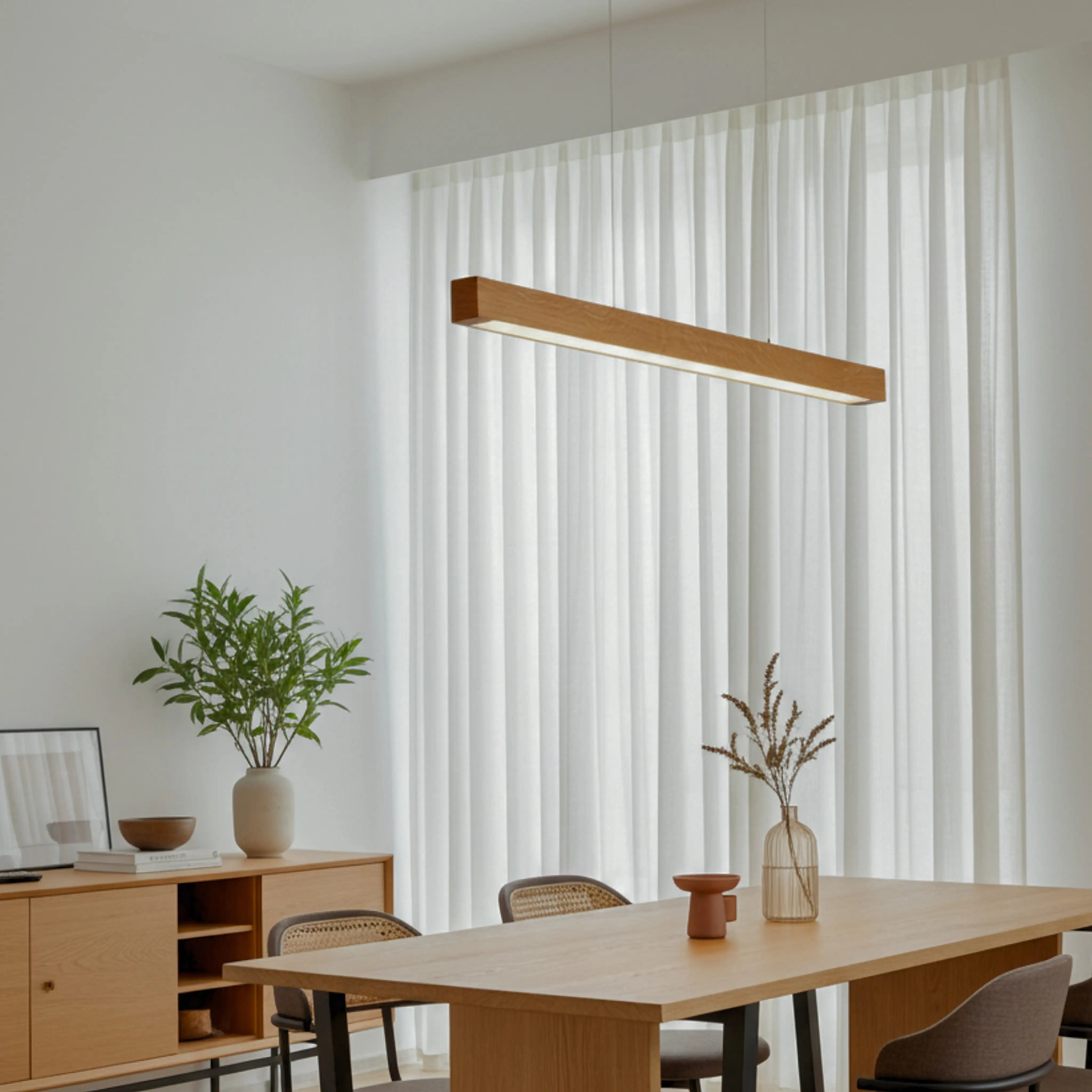 Nachhaltige Pendelleuchte aus massivem Holz – dimmbar, energieeffizient und einzigartig gefertigt