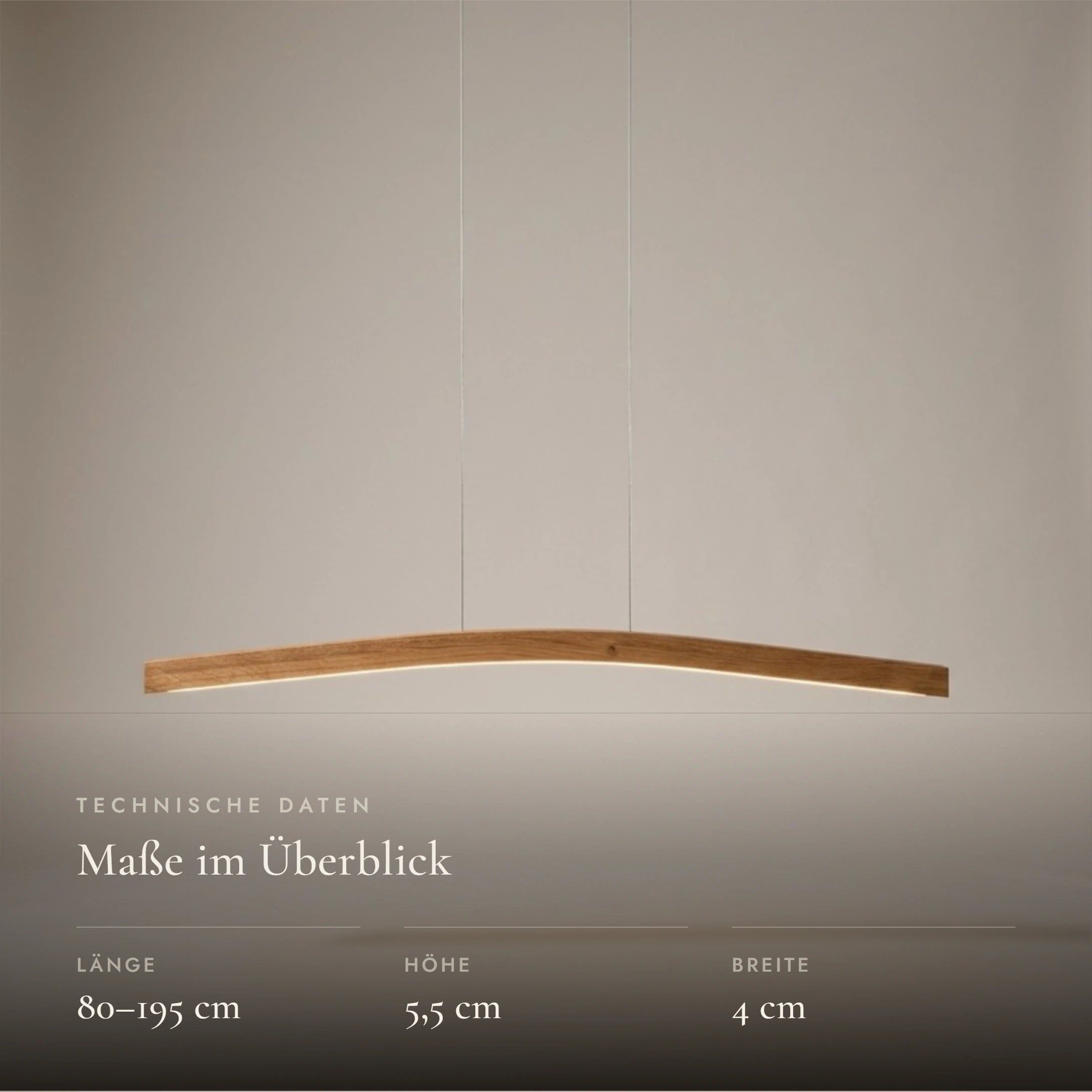 Designer Pendelleuchte aus Eichenholz gebogen, LED-Pendelleuchte - Novara