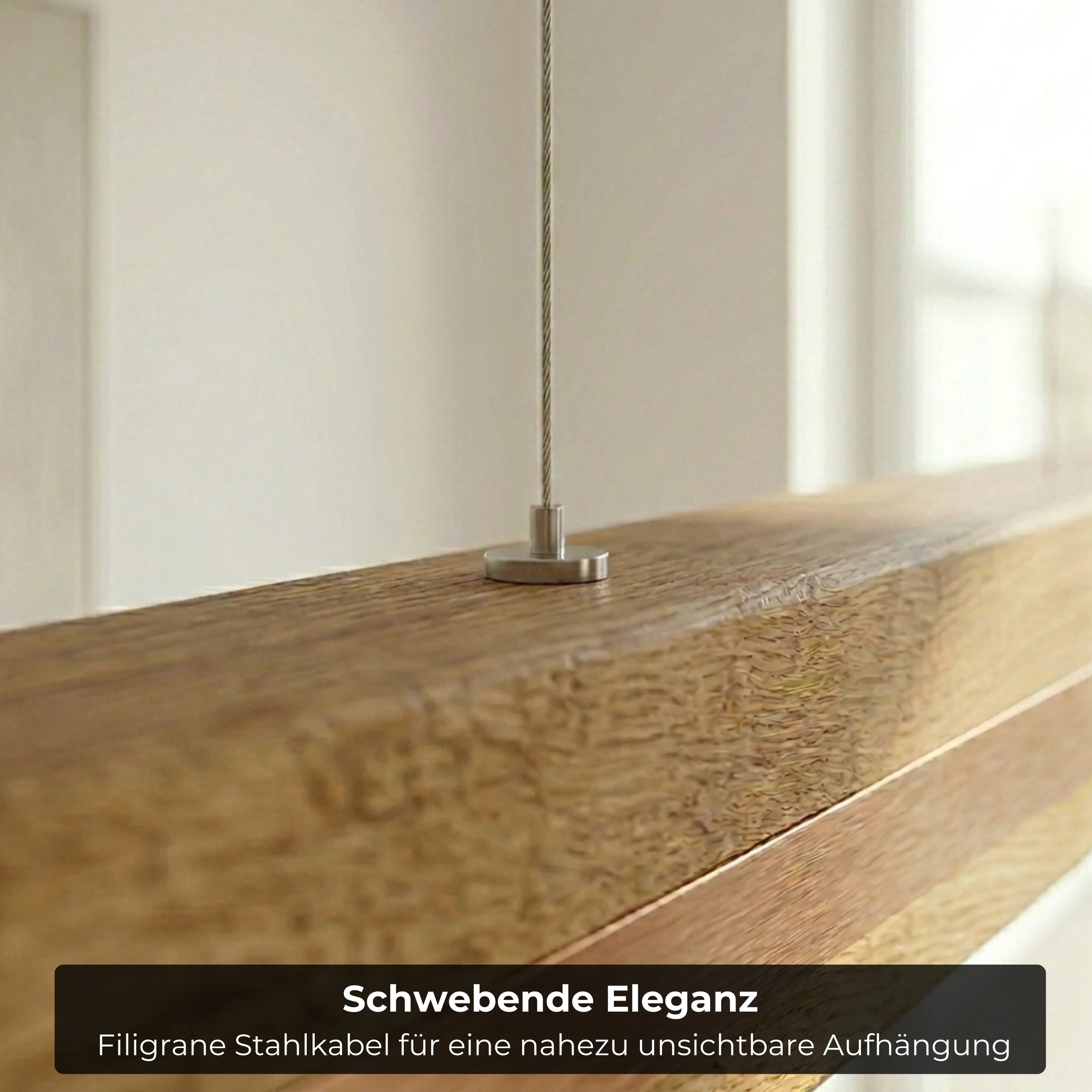 Designer Pendelleuchte aus Massivholz mit Metall-Einlegern, LED-Pendelleuchte - Veta