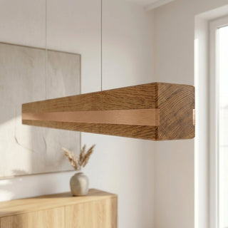 Designer Pendelleuchte aus Massivholz mit Metall-Einlegern, LED-Pendelleuchte - Veta