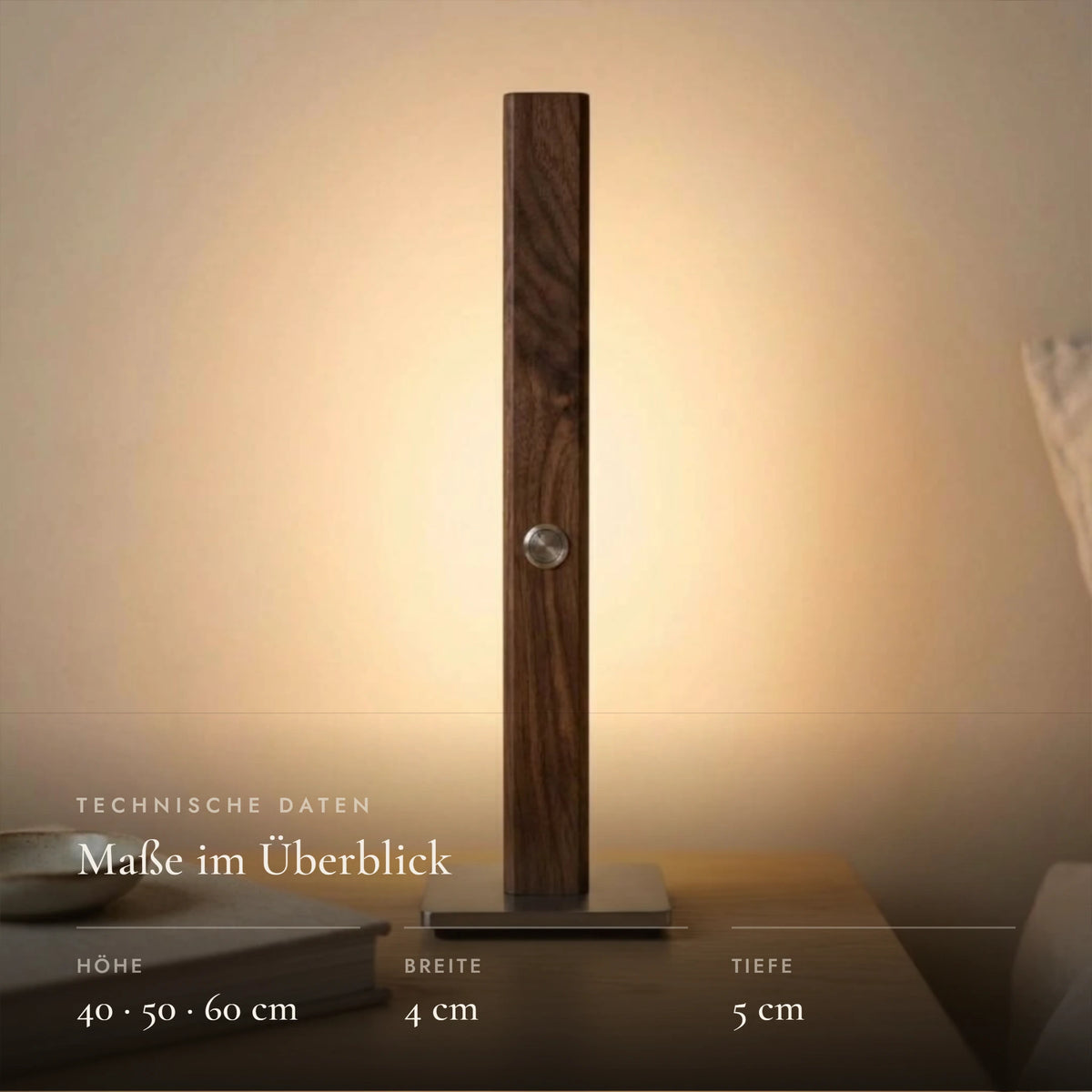 Designer Tischlampe aus Massivholz, dimmbare LED-Tischleuchte - Fanari