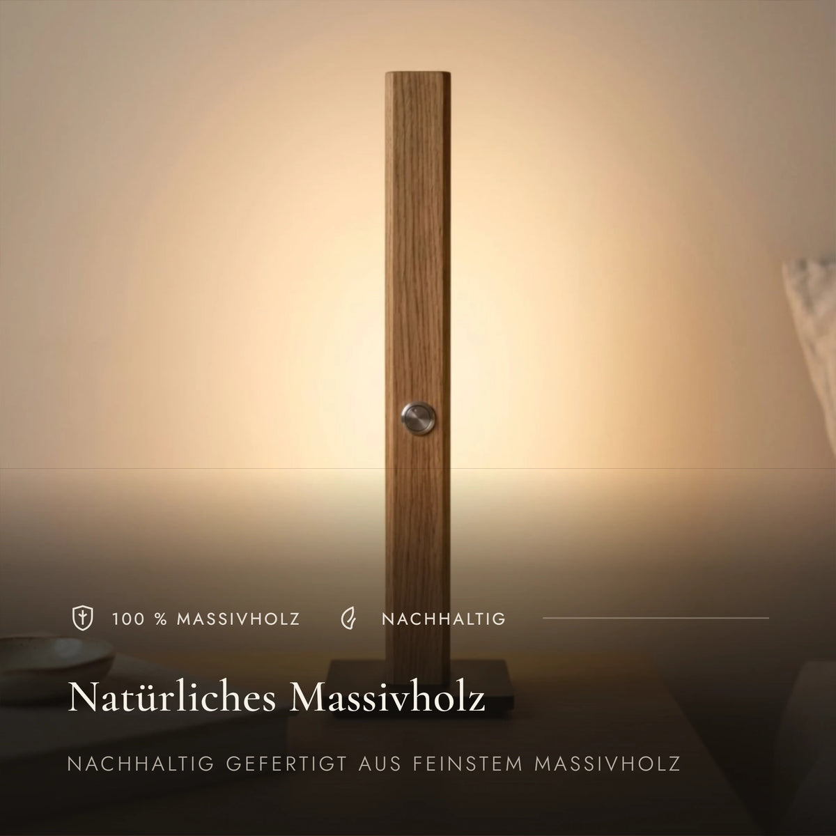 Designer Tischlampe aus Massivholz, dimmbare LED-Tischleuchte - Fanari