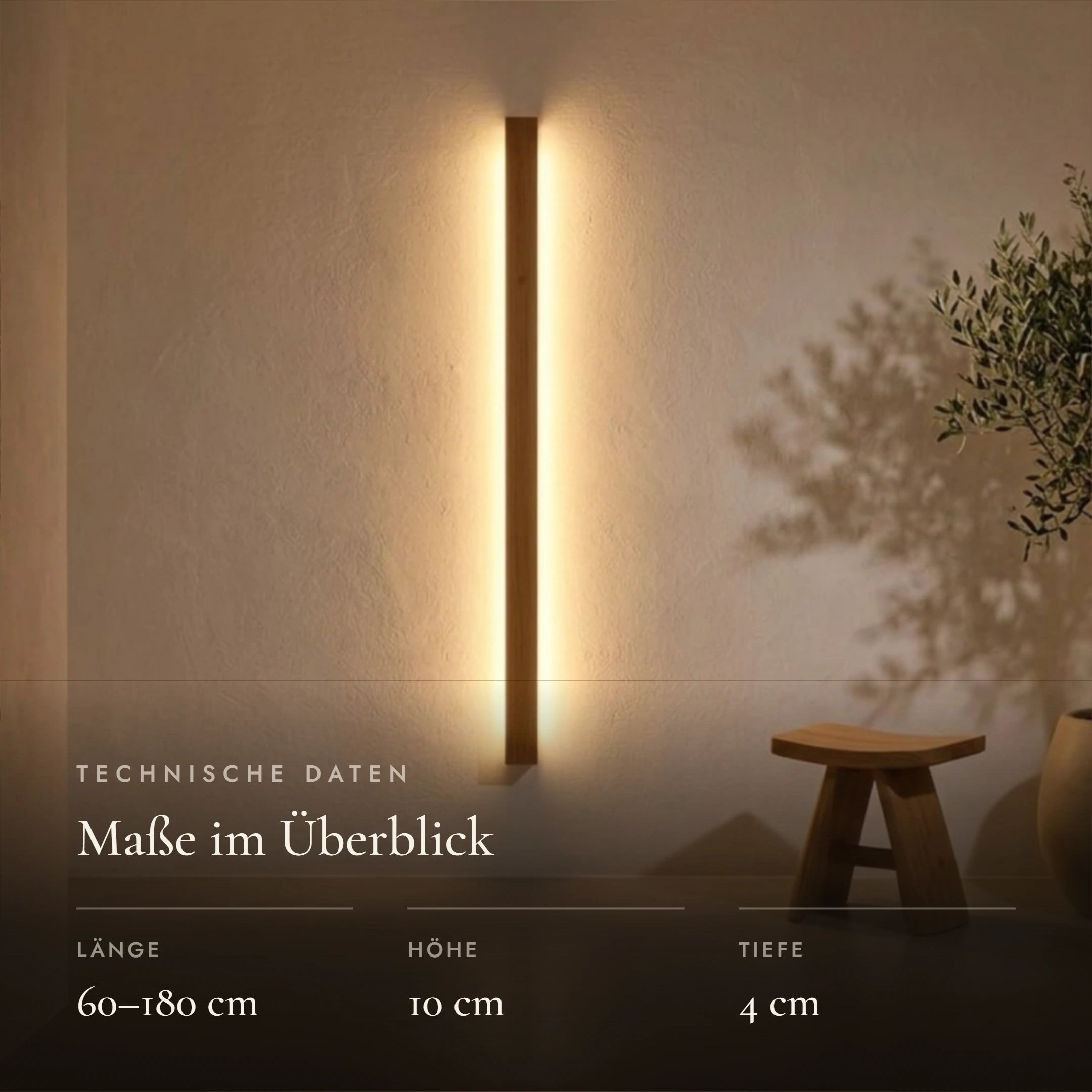 Holz-Wandleuchte – Handgefertigte LED Wandlampe mit indirektem Up- & Downlight